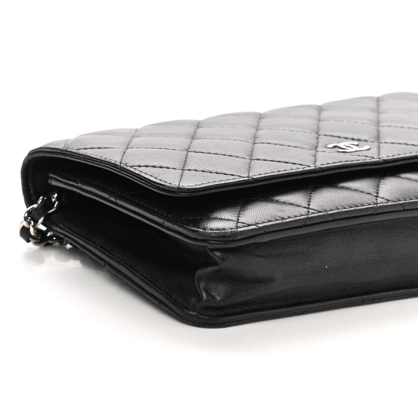 Lambskin Quilted Wallet On Chain WOC Black