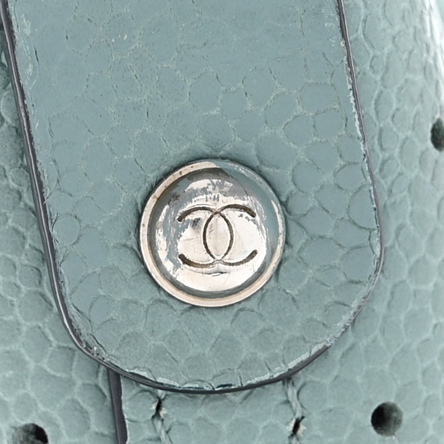 Chanel Perforated Grained Calfskin Small Shopping Tote Green 10 of 11