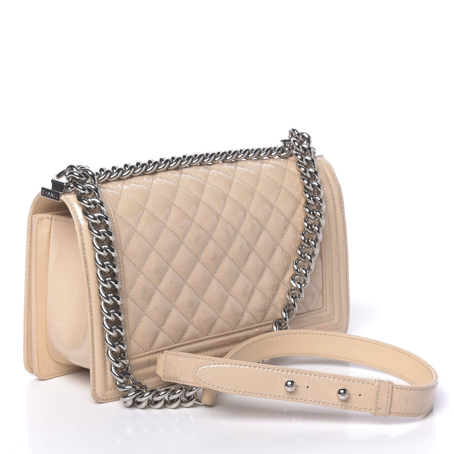 Chanel Patent Calfskin Quilted Medium Plexiglass Boy Flap Beige 3 of 16