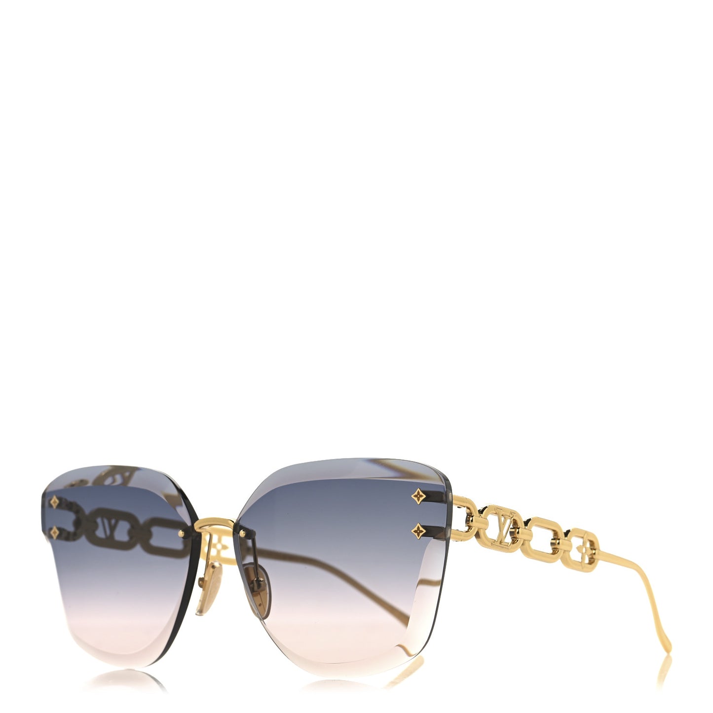 Metal Rimless LV Jewel Cat Eye Sunglasses Z1626U Gradient Blue