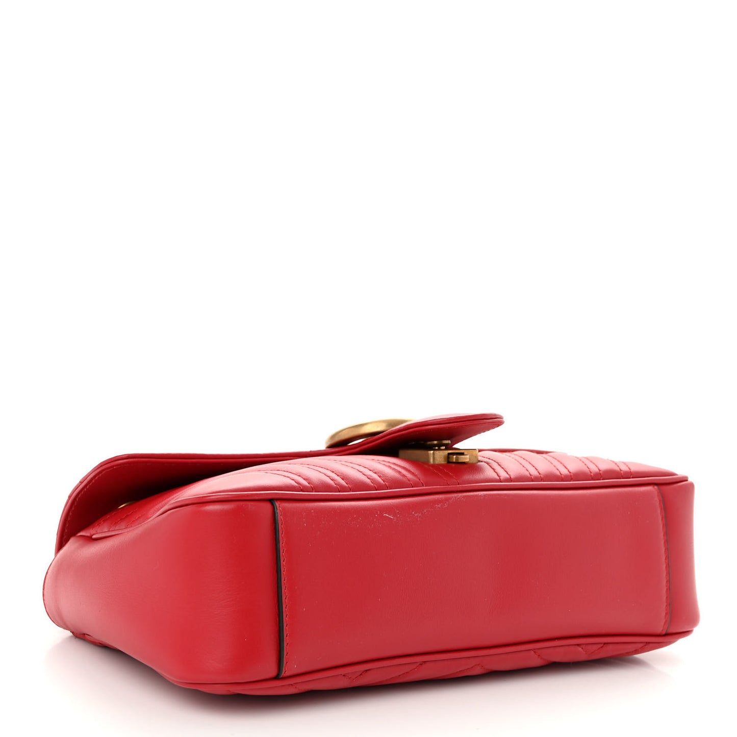 Calfskin Matelasse Small GG Marmont Shoulder Bag Hibiscus Red