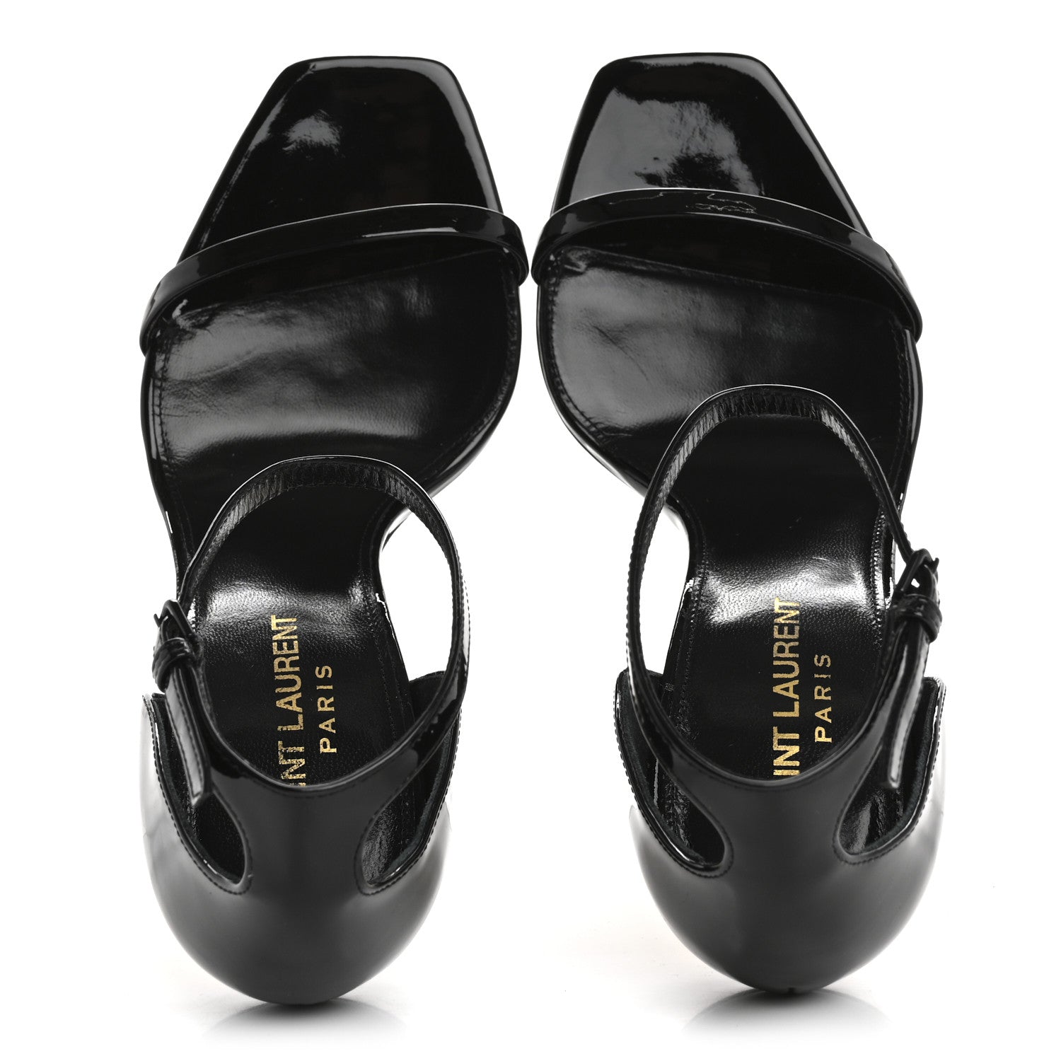 Saint Laurent Patent Calfskin Opyum 110 Sandals 37 Black Gold 2 of 10