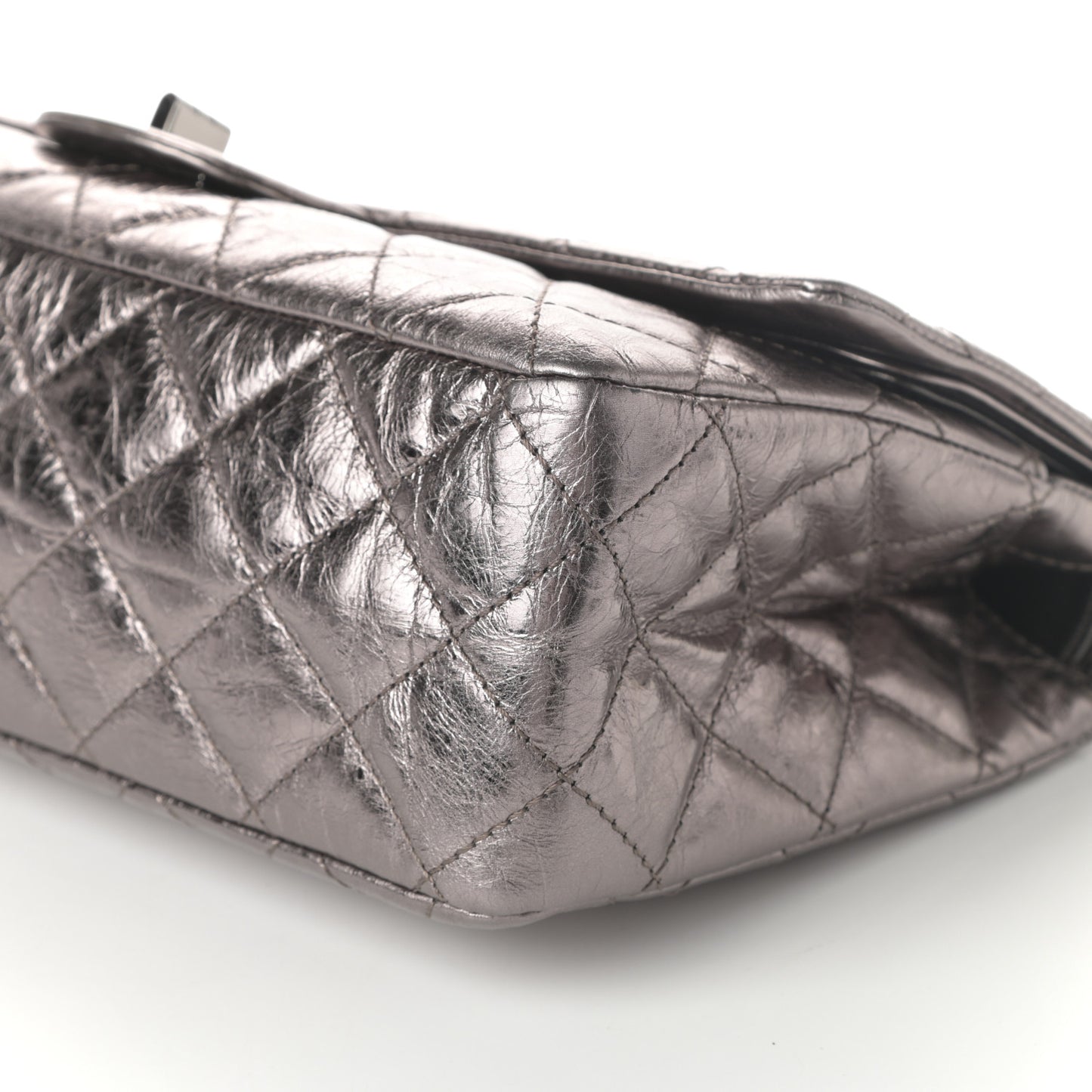Metallic Aged Calfskin Quilted 2.55 Reissue 227 Flap Dark Silver