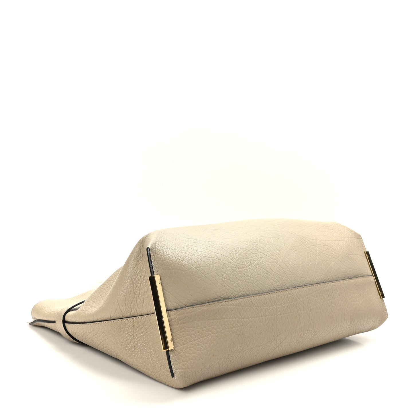 Grained Calfskin Large Charlotte Tote Motty Grey White