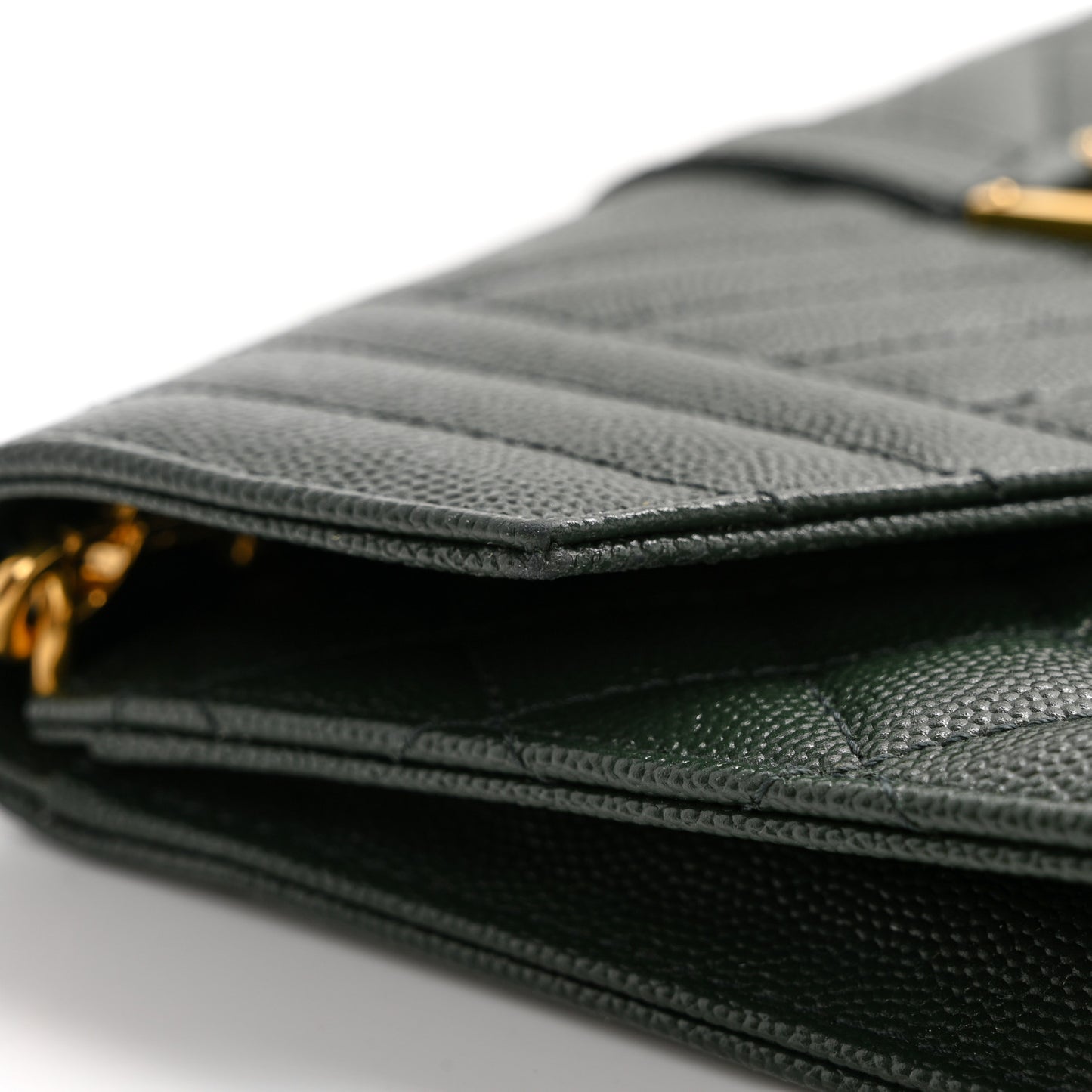 Grain De Poudre Textured Mixed Matelasse Triquilt Monogram Clutch Vert Fonce