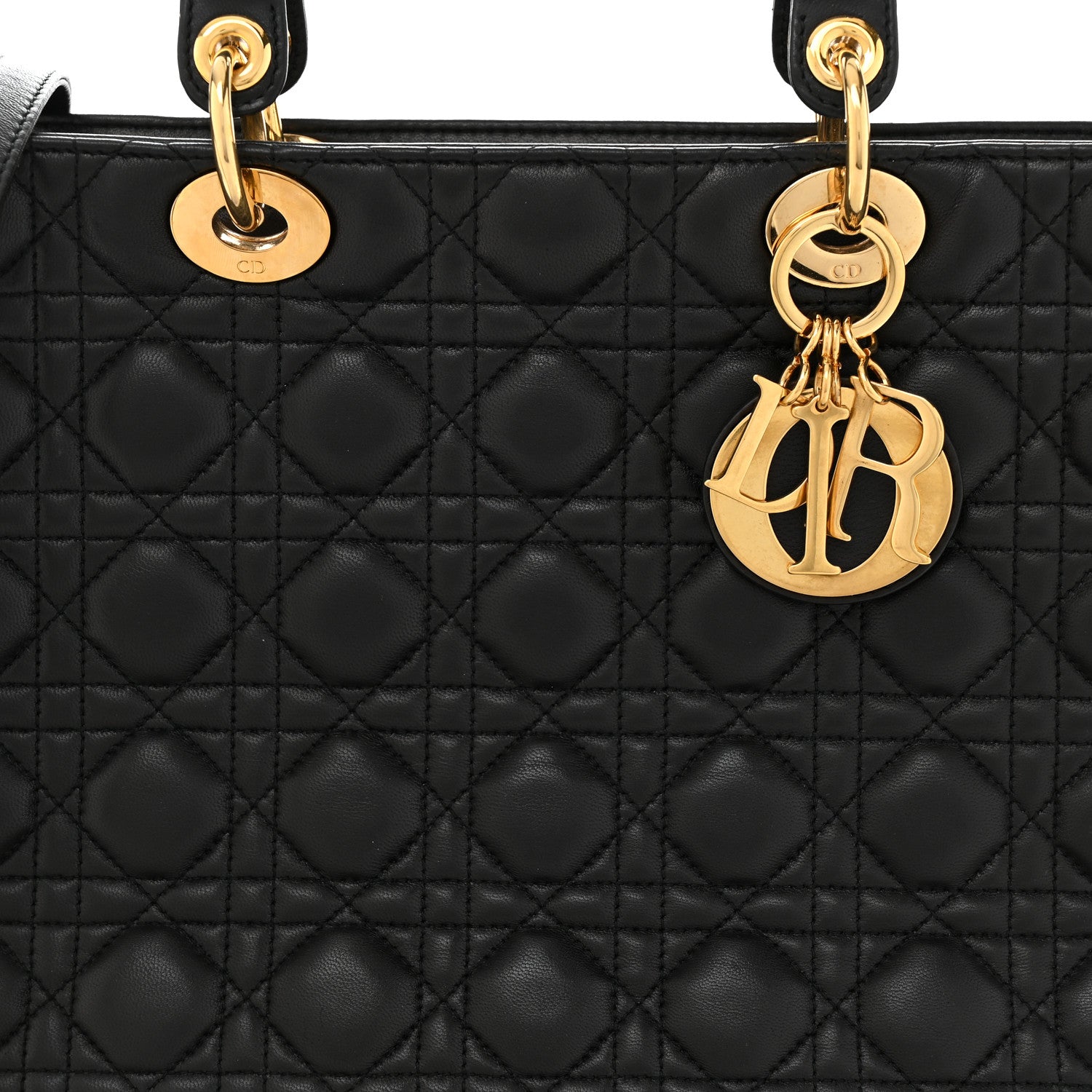 Christian Dior Lambskin Cannage Large Lady Dior Black 8 of 10