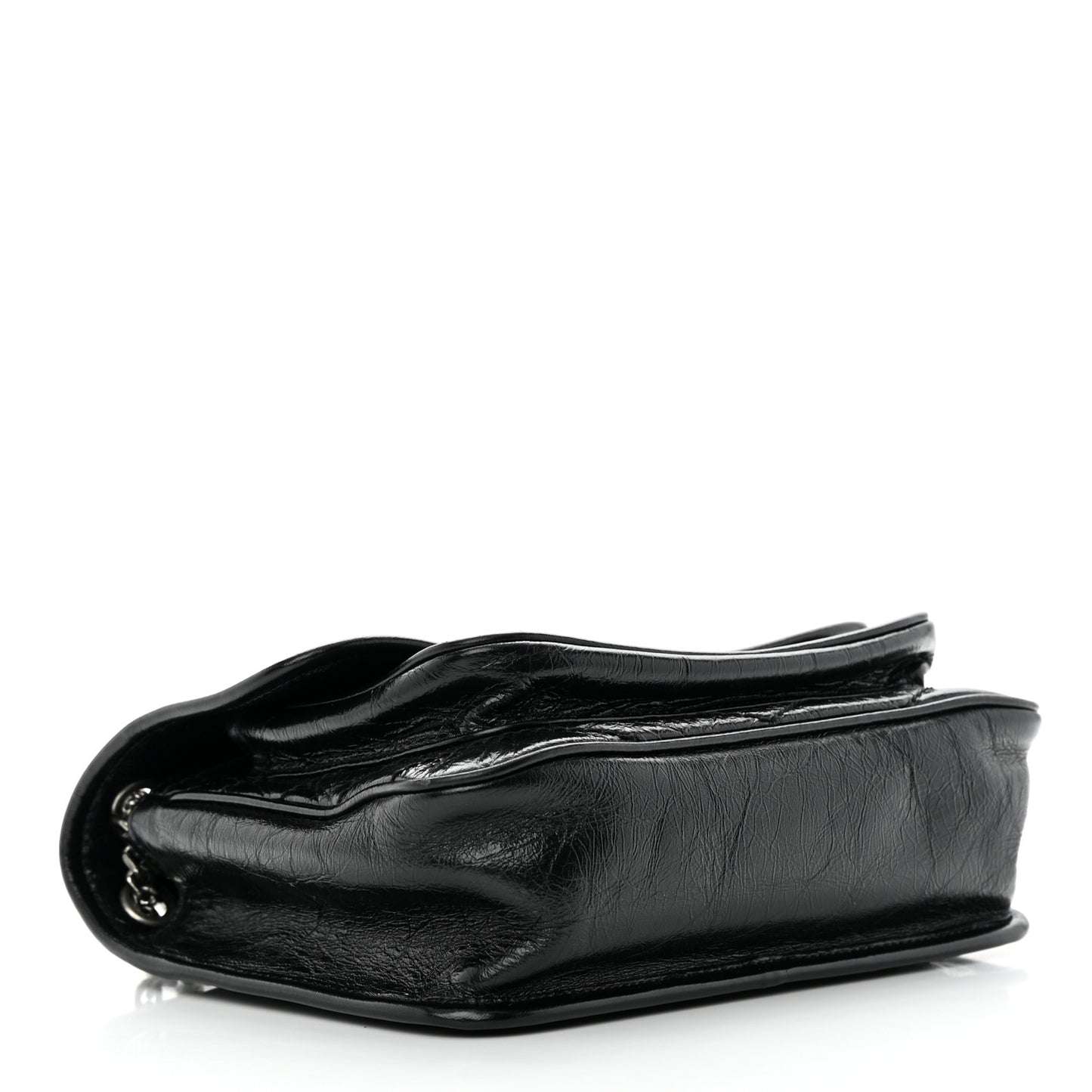 Crinkled Calfskin Matelasse Monogram Baby Niki Chain Satchel Black