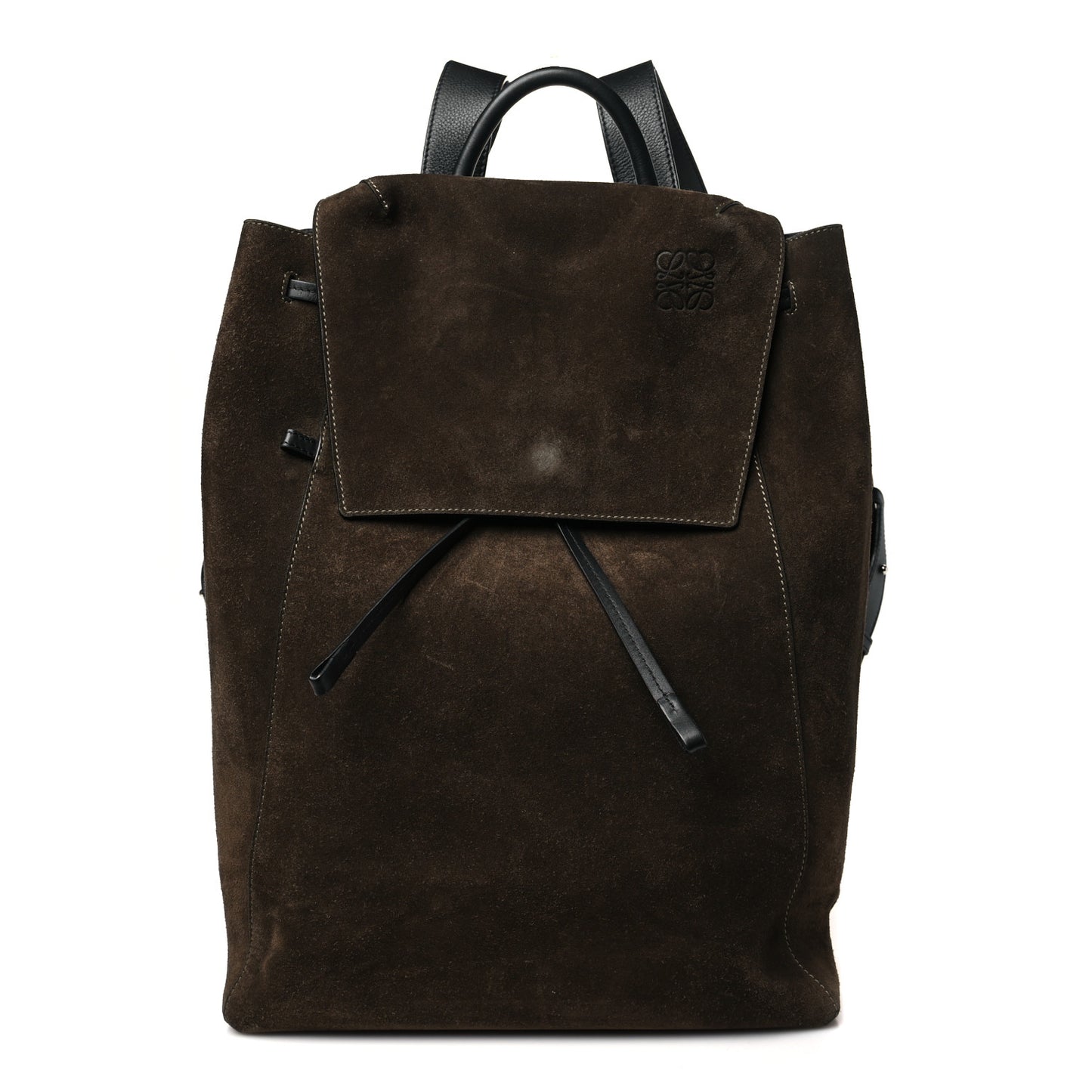Suede Calfskin Drawstring Backpack Brown