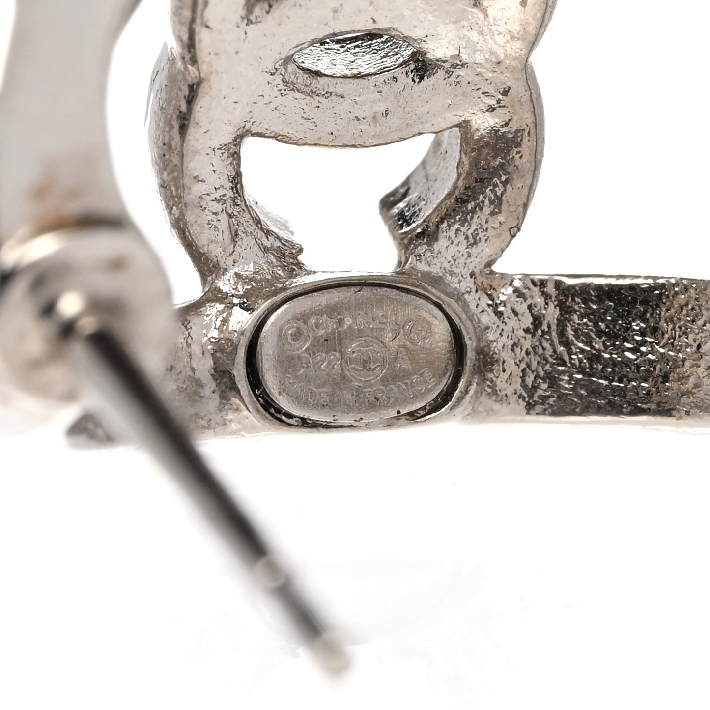 Crystal Strass CC Double Hoop Earrings Silver