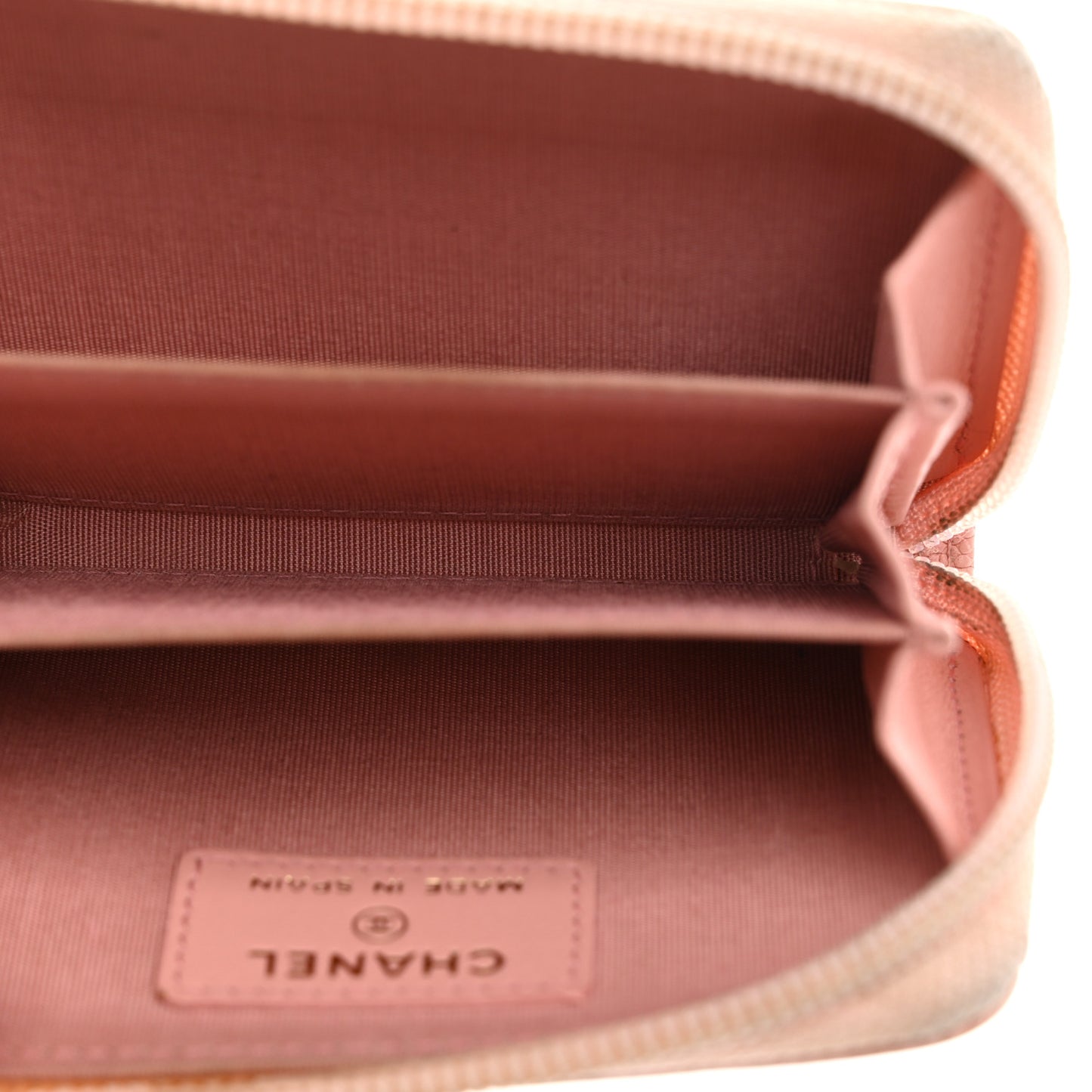 Caviar Quilted Boy Zip Around Coin Purse Wallet Light Pink