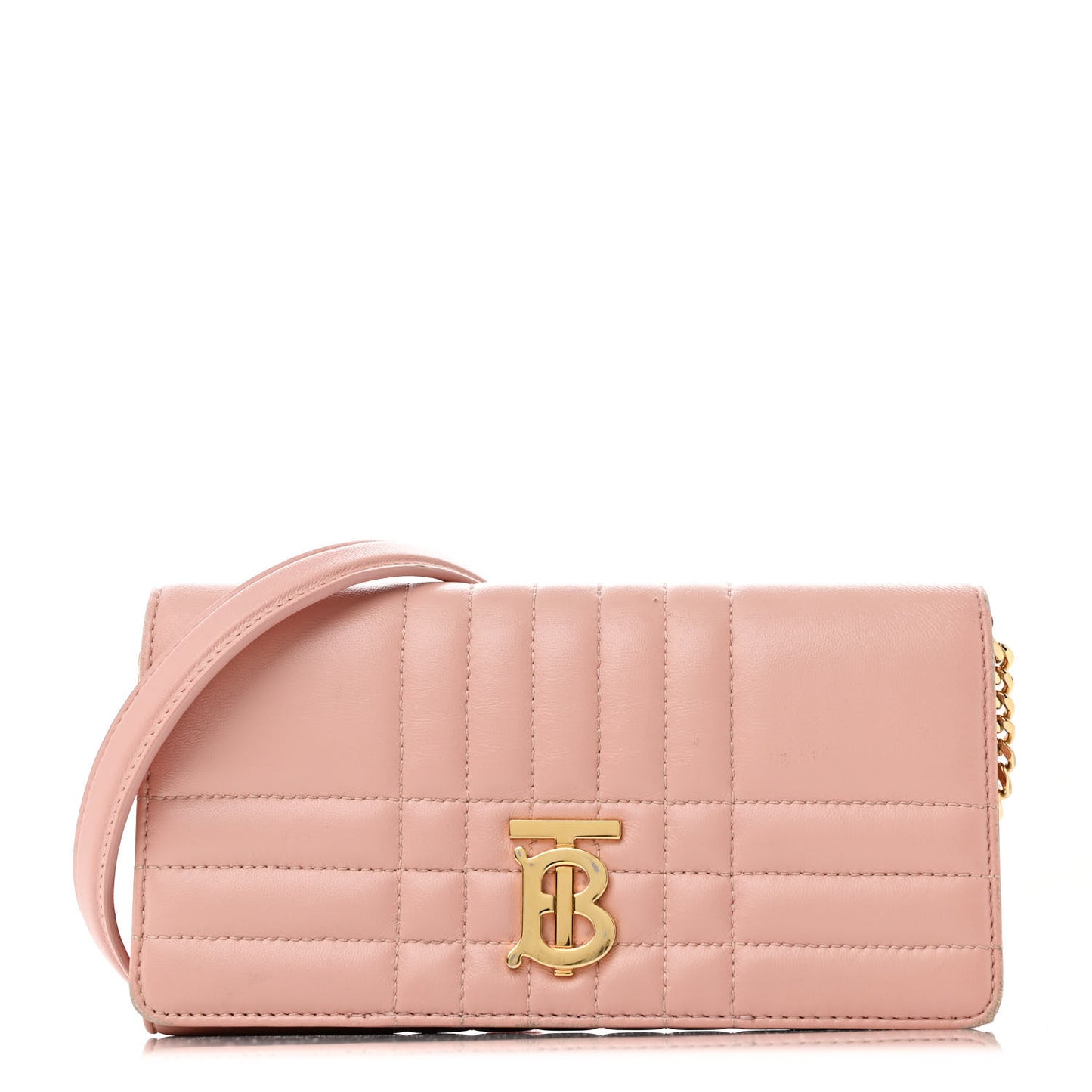 Lambskin Quilted Lola Chain Wallet Blush Pink