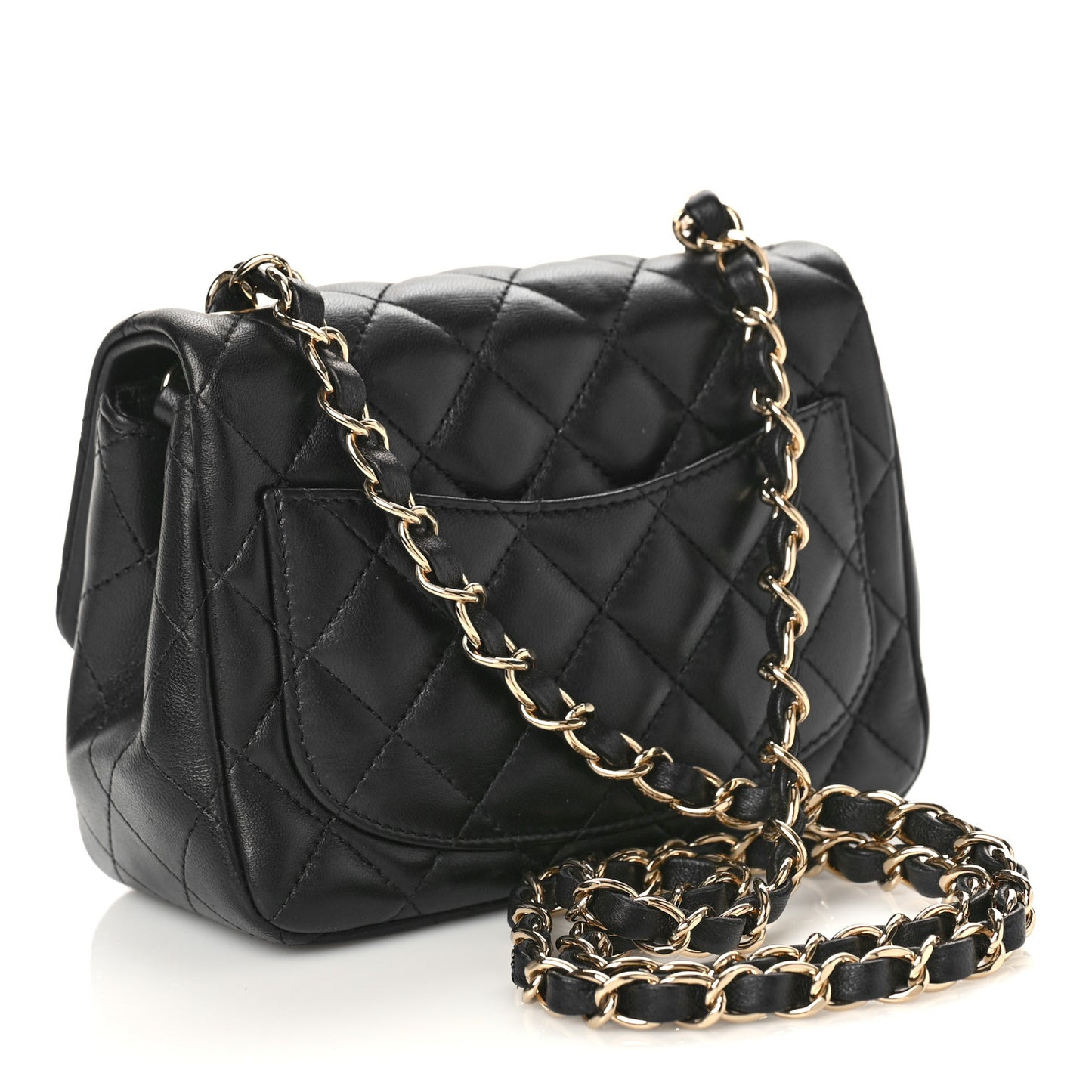 Lambskin Quilted Mini Square Flap Black