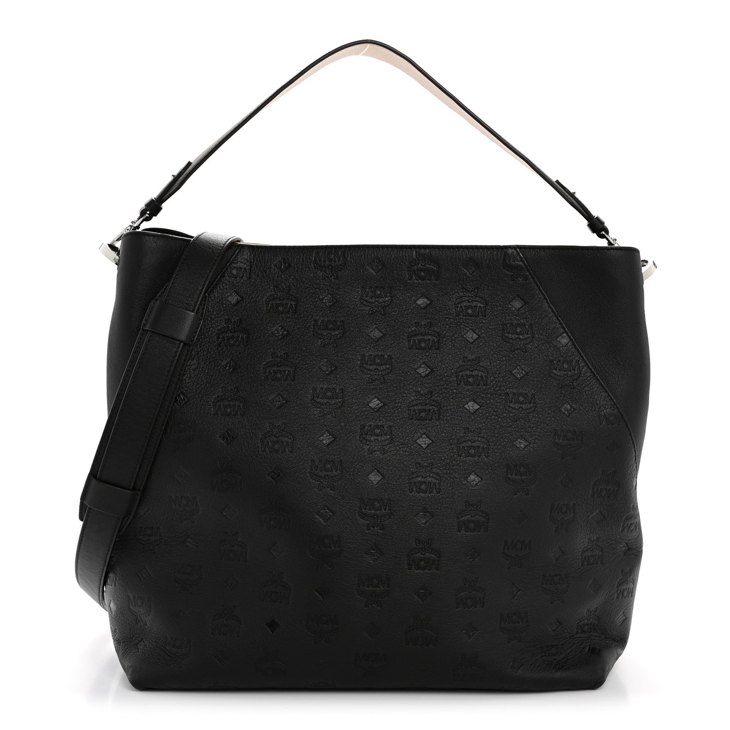 MCM Calfskin Ottomar Monogram Klara Medium Hobo Black 1762241