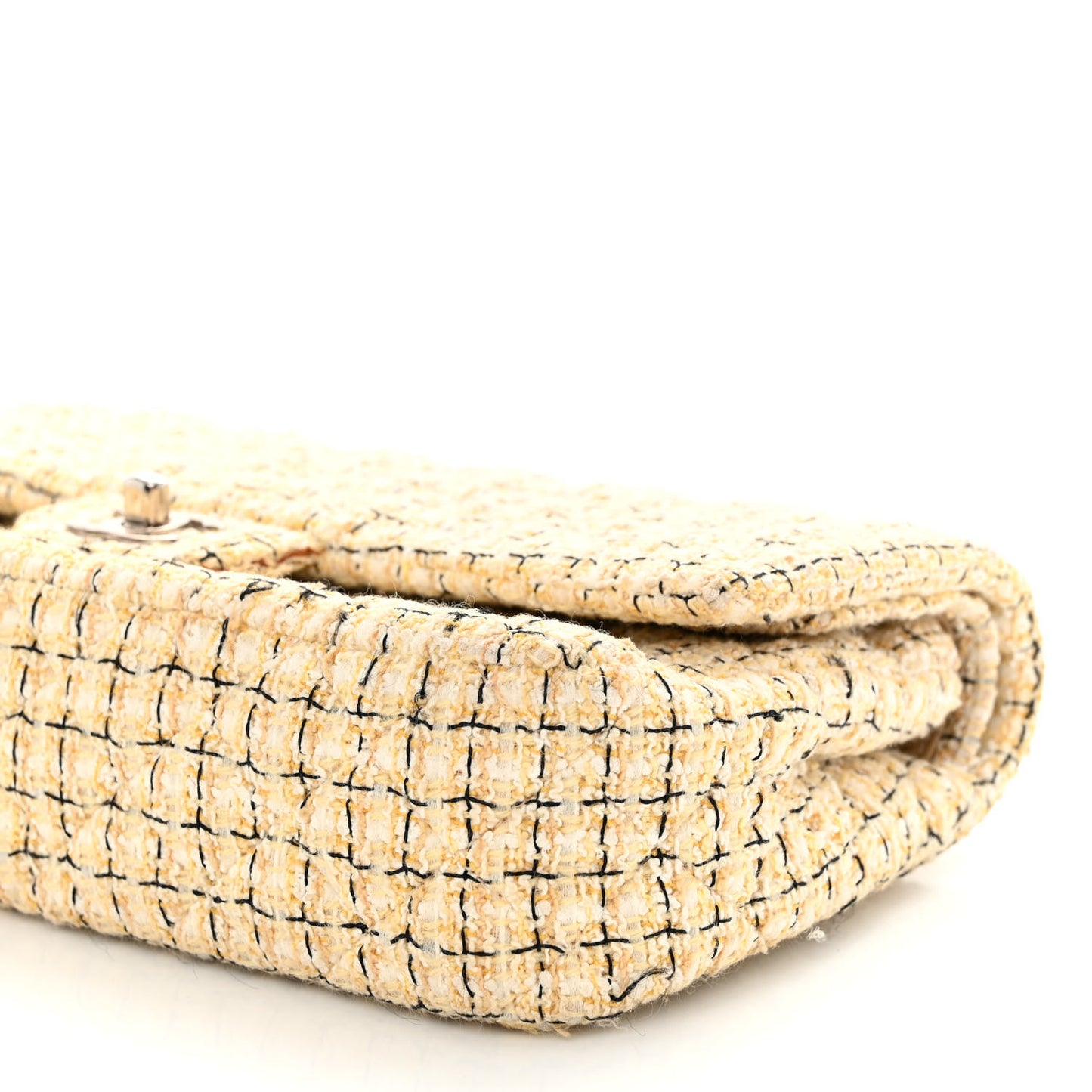 Tweed Quilted Medium Double Flap Beige Multicolor