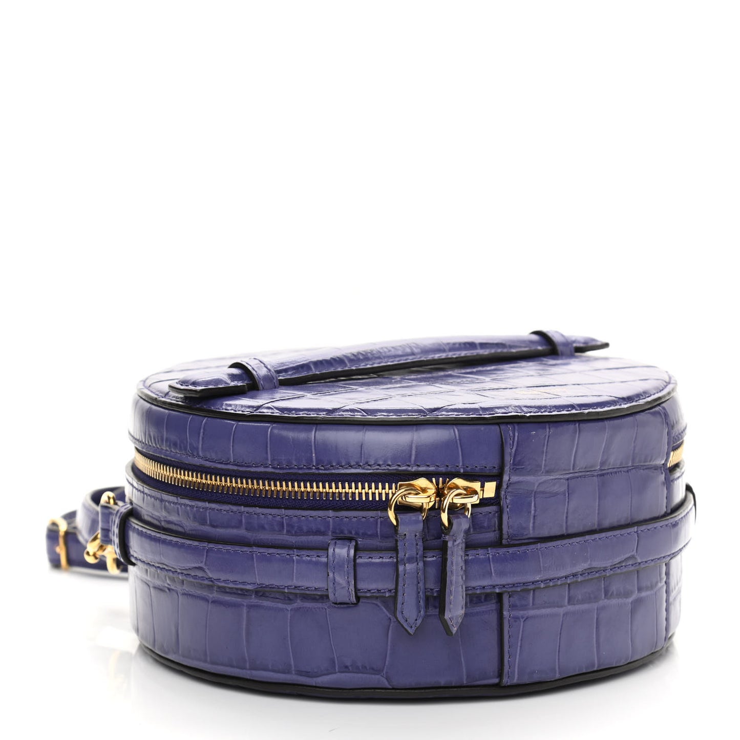 Shiny Croc Calfskin Embossed Trunk Bag Dark Amethyst