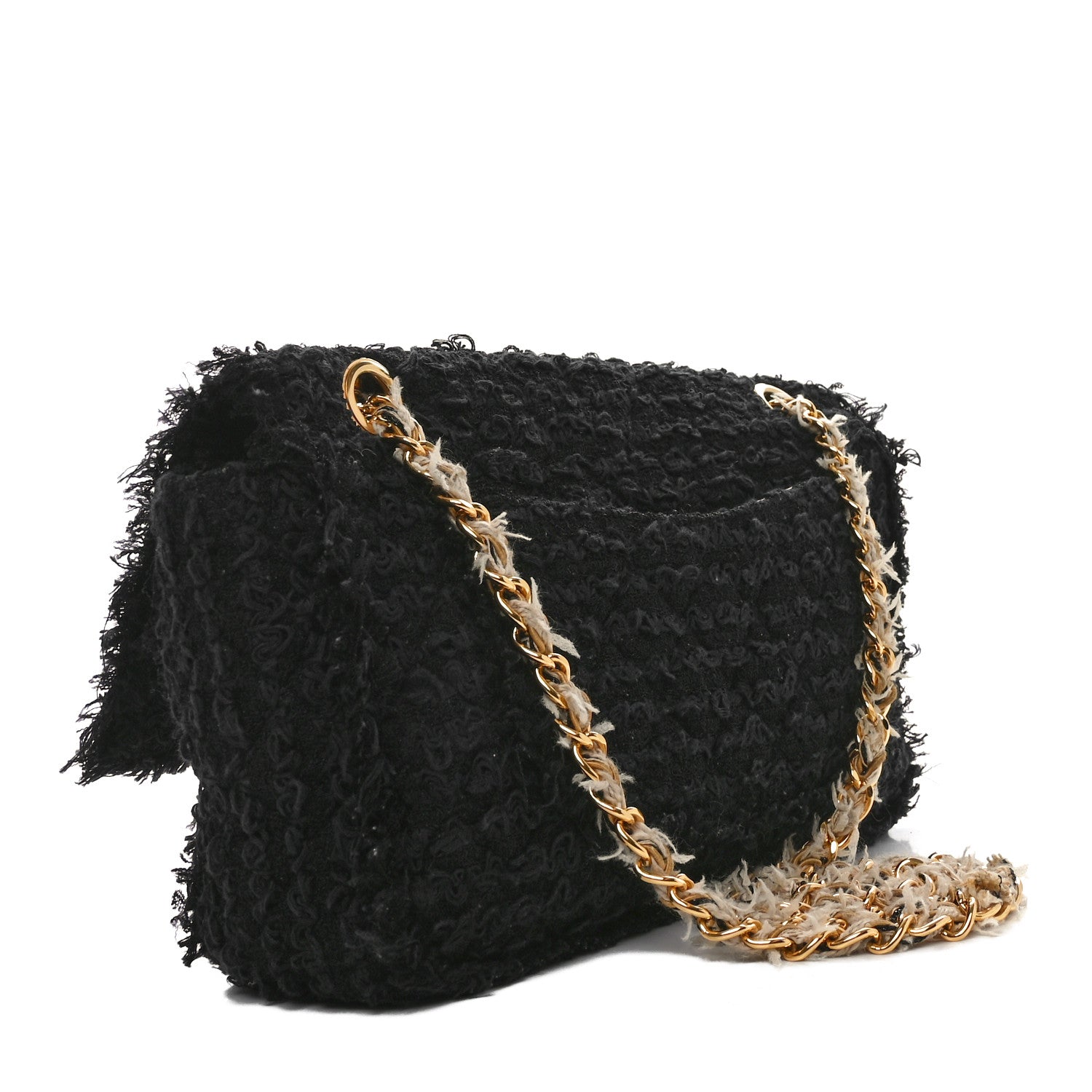 Chanel Tweed Quilted Medium Single Flap Black 3 of 10