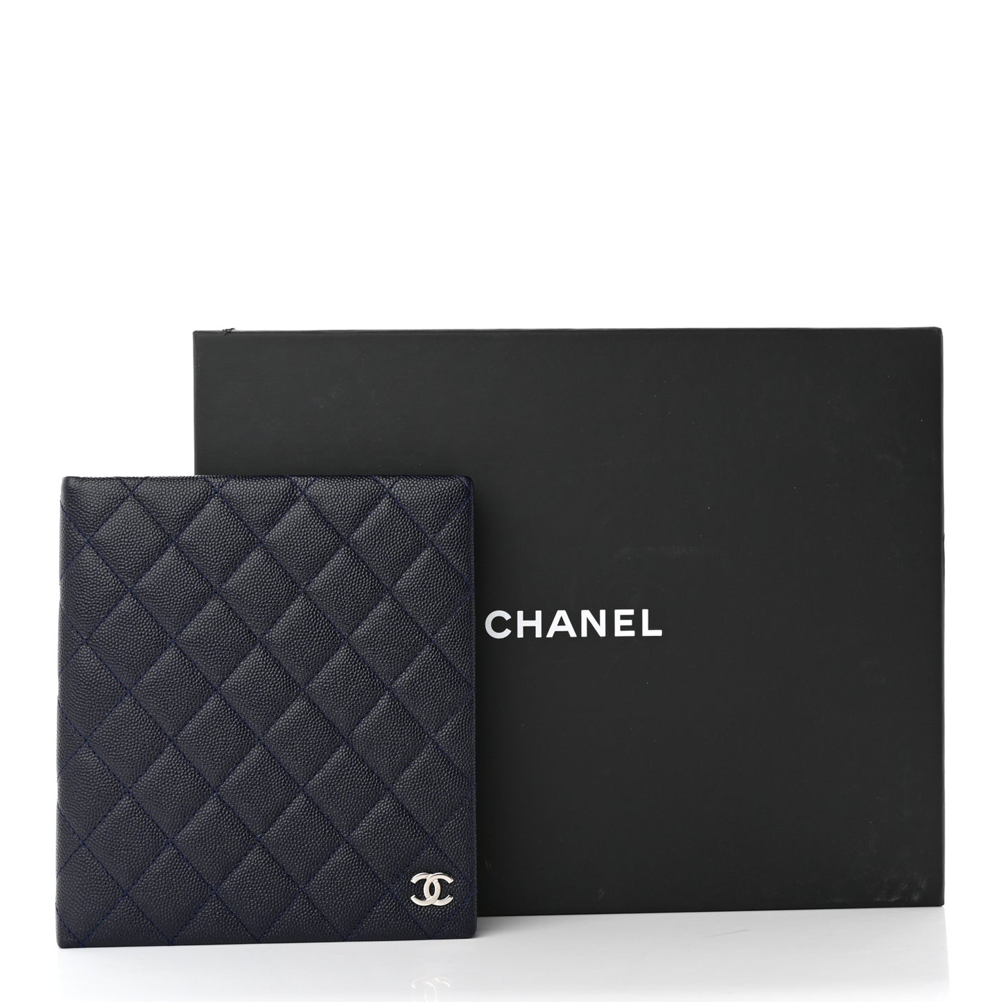Caviar Quilted Notebook Navy Blue