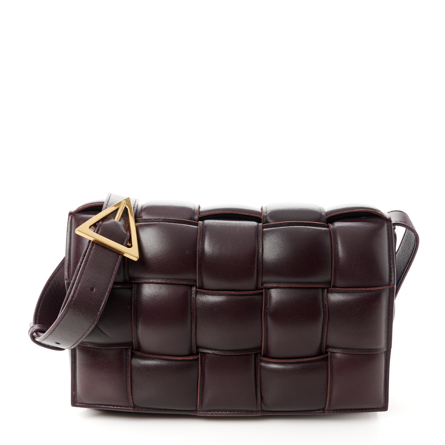 Nappa Maxi Intreccio Padded Cassette Crossbody Bag Plum