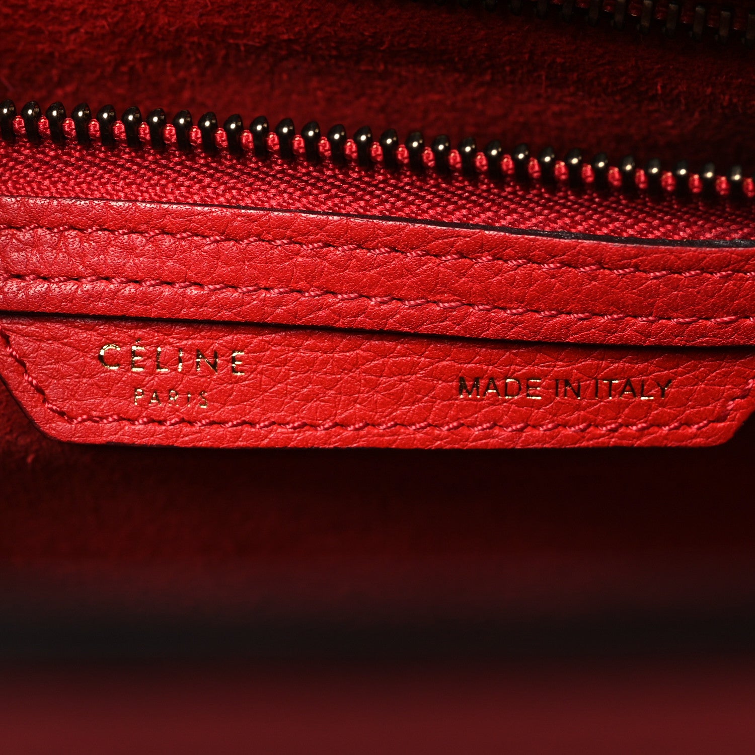 Celine Drummed Calfskin Micro Luggage Red 6 of 9