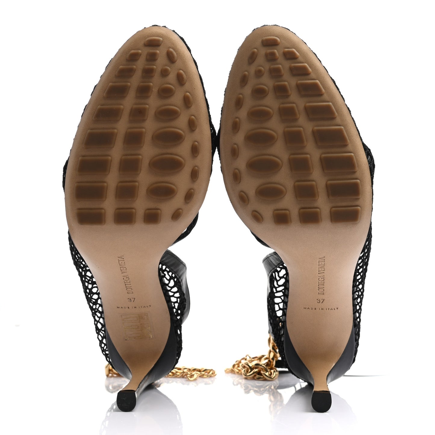 Mesh Nappa Chunky Chain Sandals 37 Black