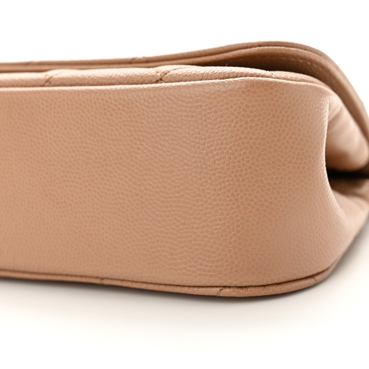 Caviar Quilted Flap Clutch With Chain Beige