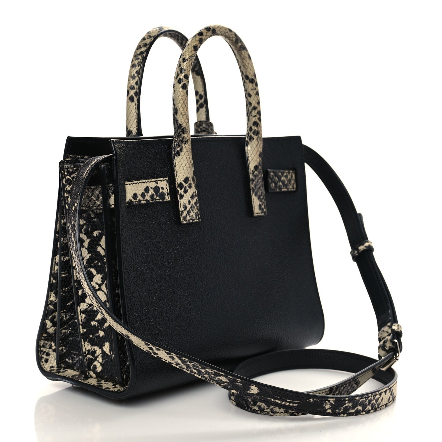 Grained Calfskin Python Embossed Nano Sac De Jour Black