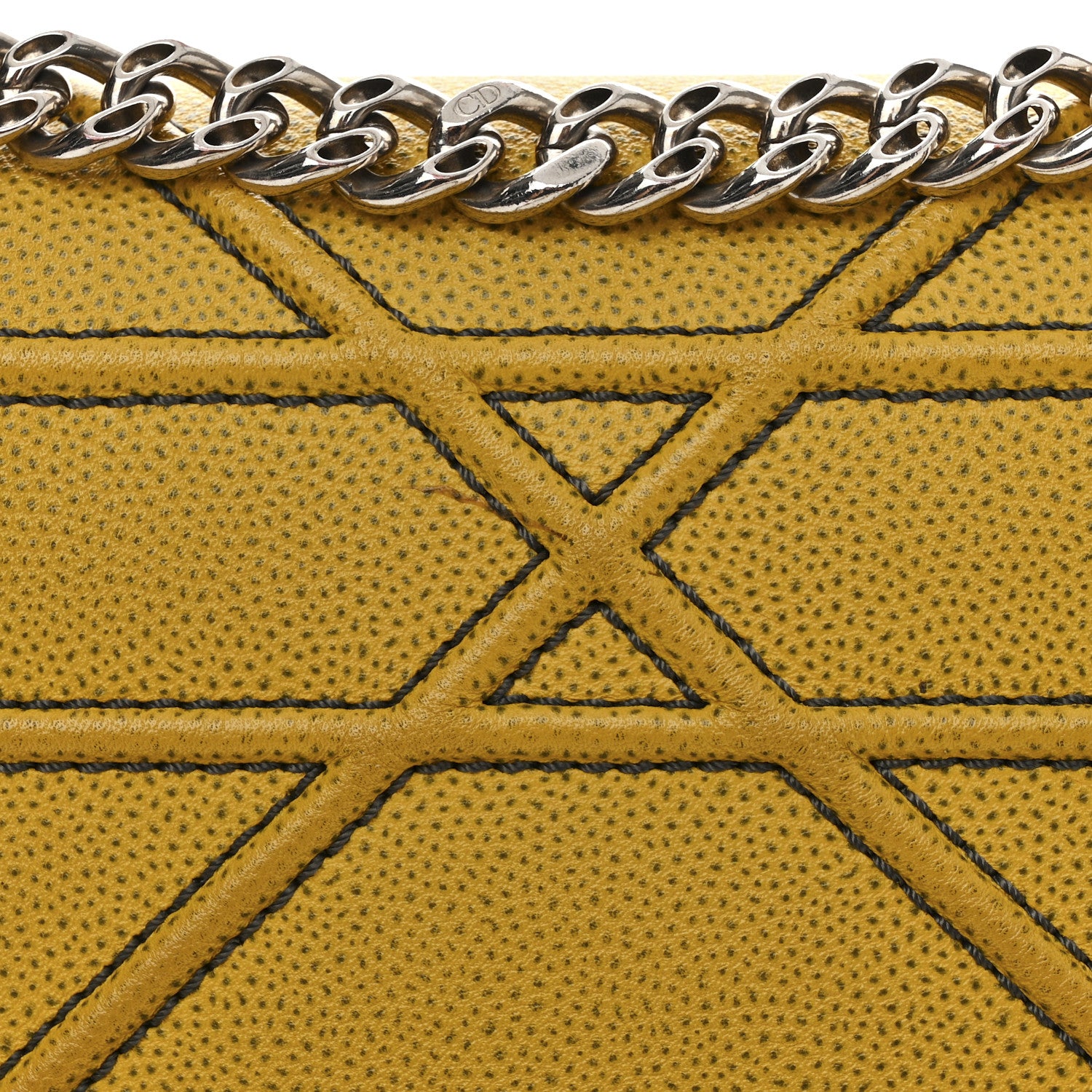 Christian Dior Grained Calfskin Medium Diorama Flap Bag Yellow 11 of 14