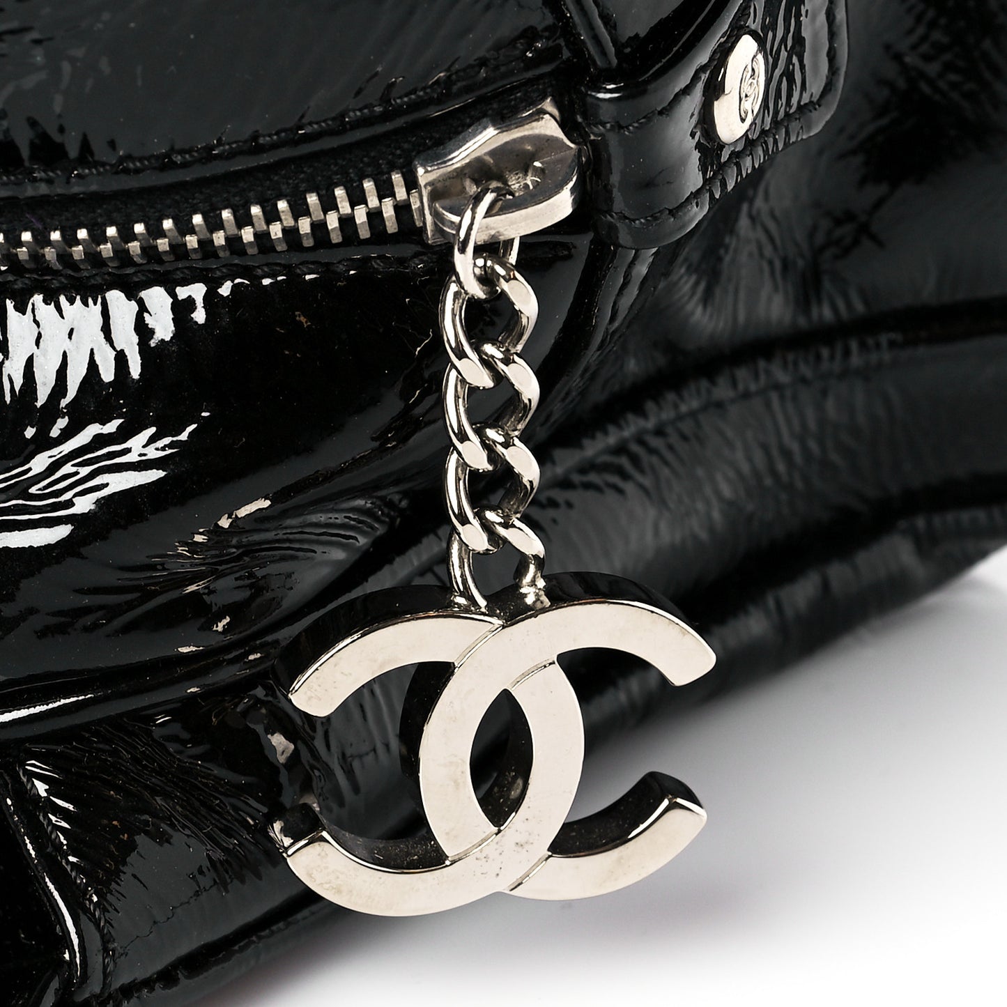 Patent Calfskin Small Luxe Ligne Tote Black