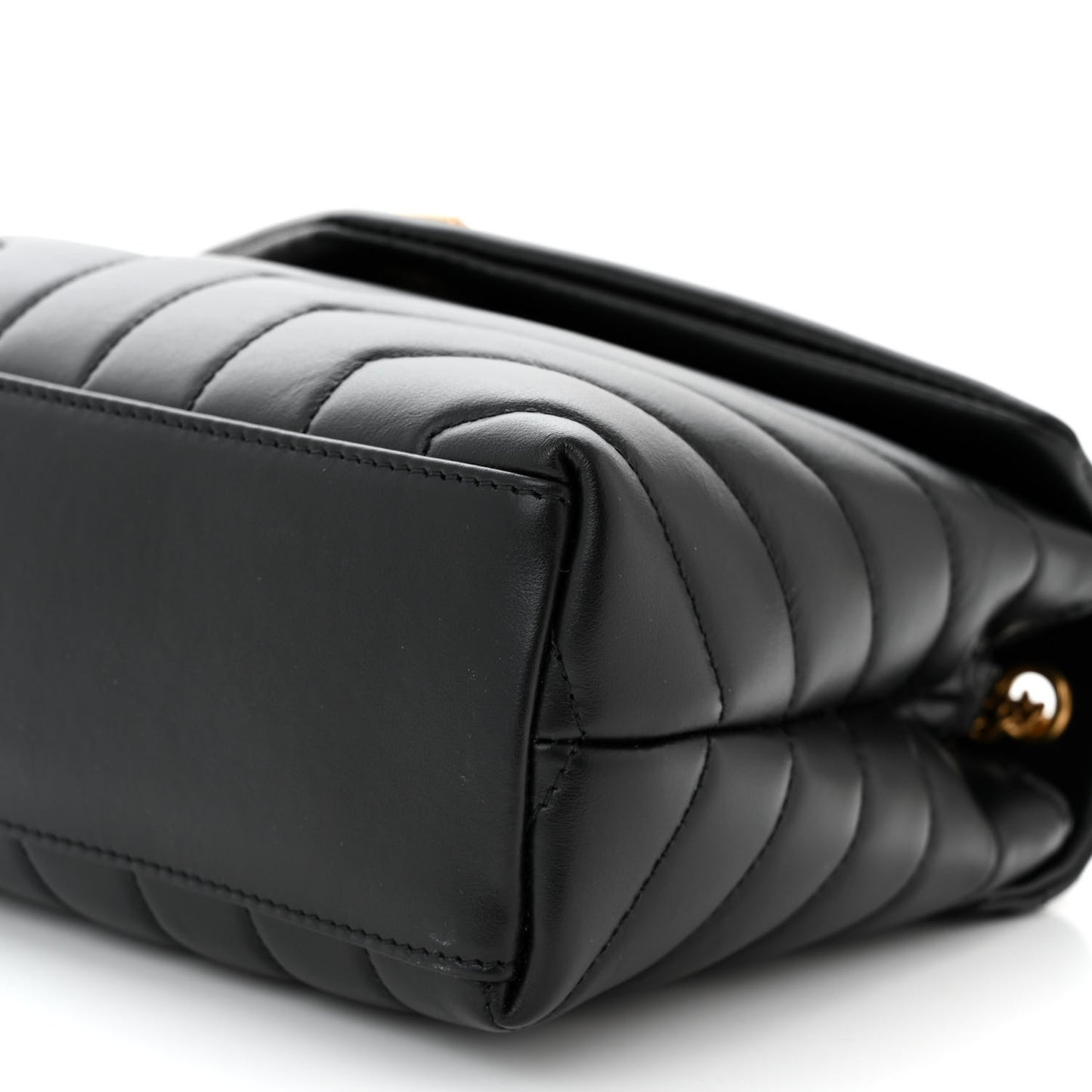 Calfskin Y Quilted Monogram Small Loulou Chain Satchel Black