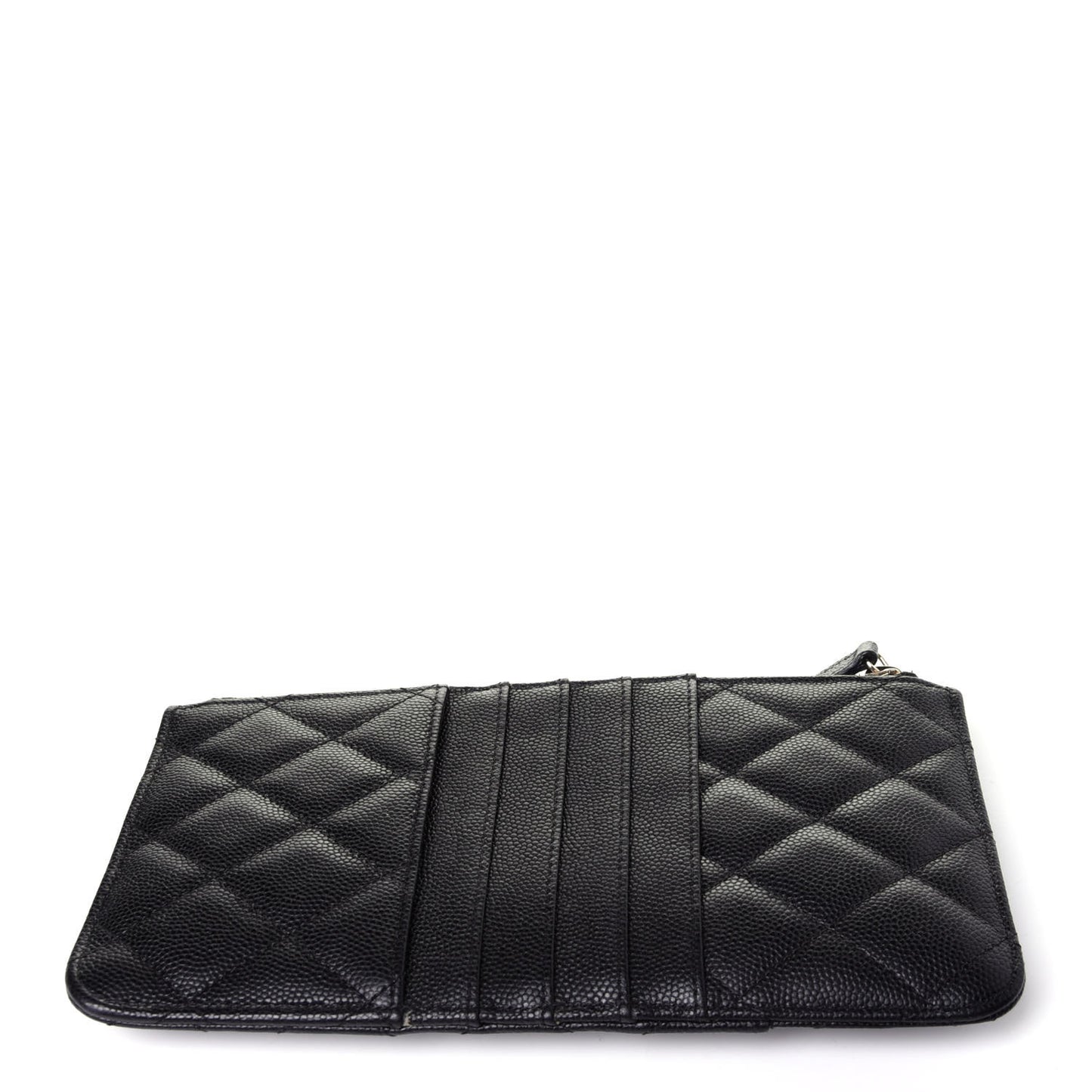 Caviar Quilted Classic Flat Wallet Pouch Black