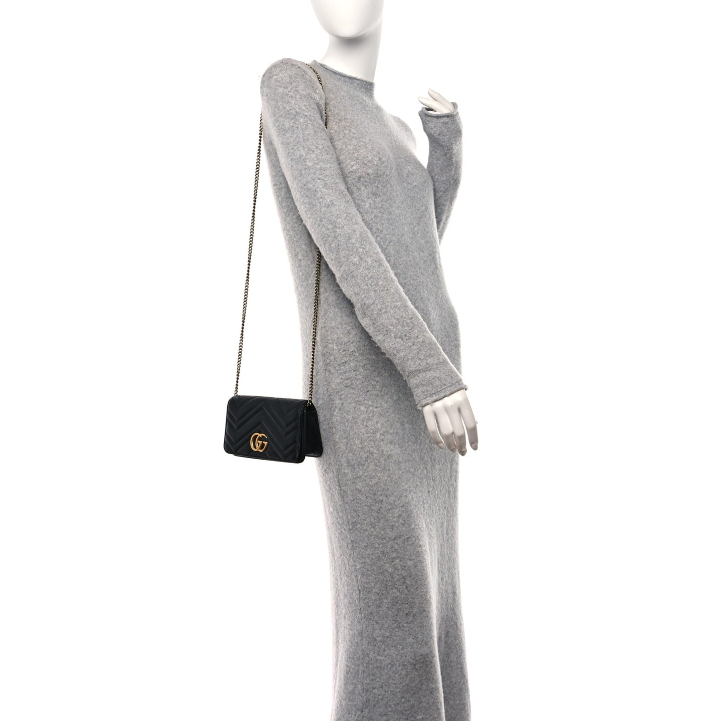Calfskin Matelasse GG Marmont Mini Bag Black
