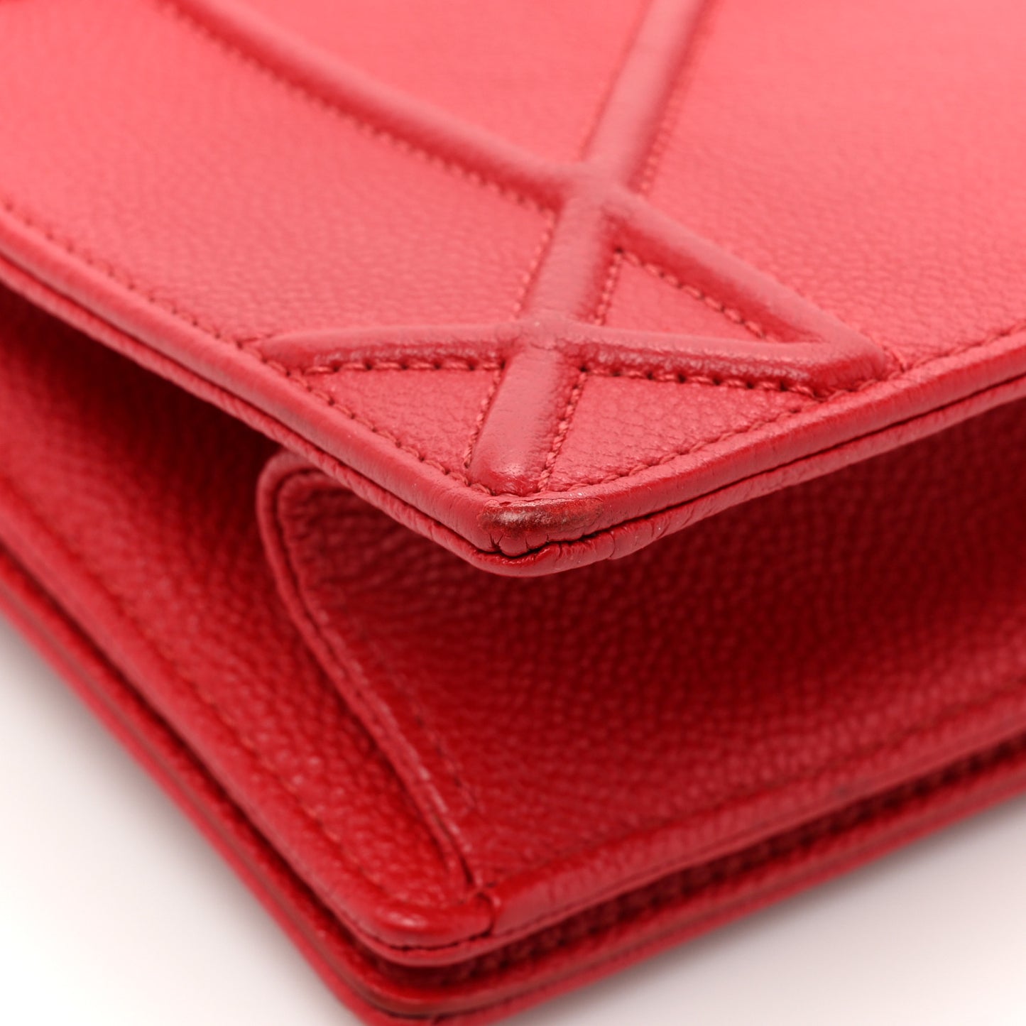 Grained Calfskin Medium Diorama Flap Bag Red