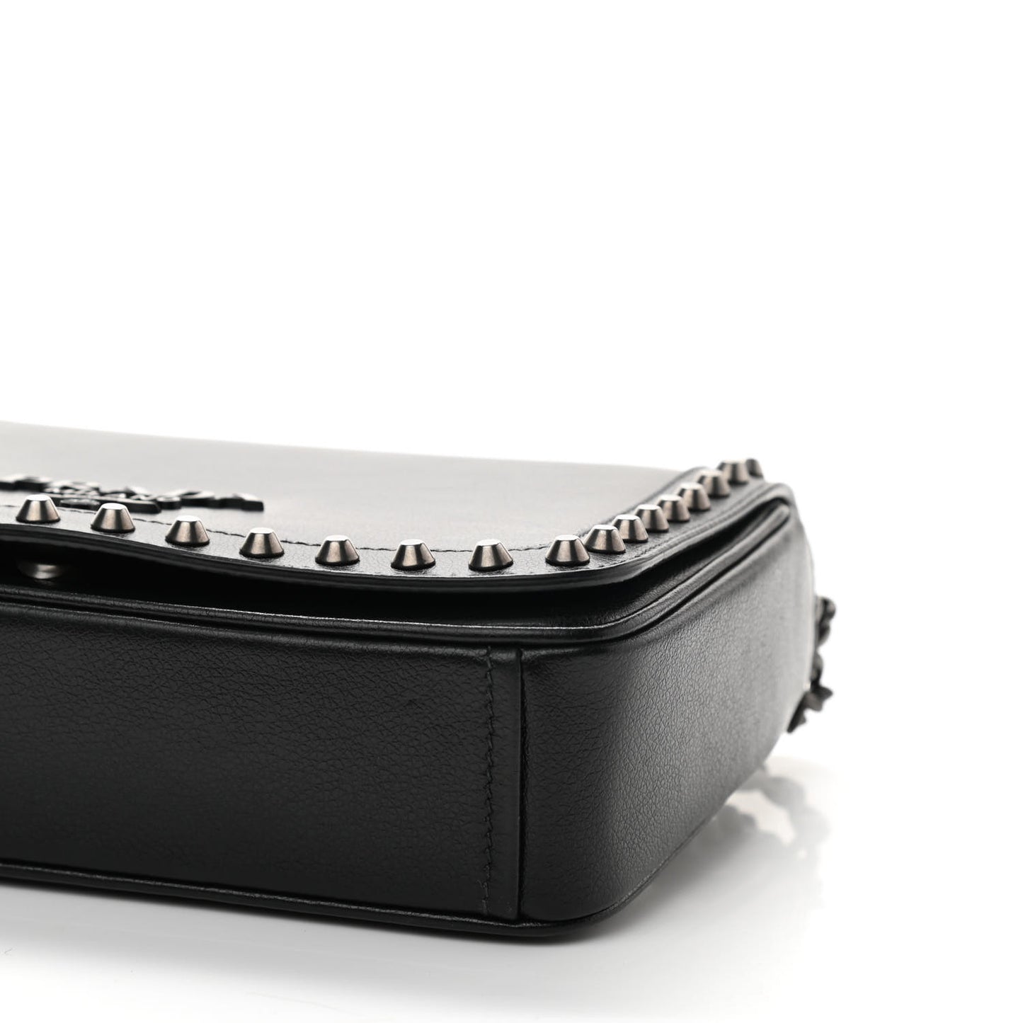 Glace Calfskin Studded Crossbody Black