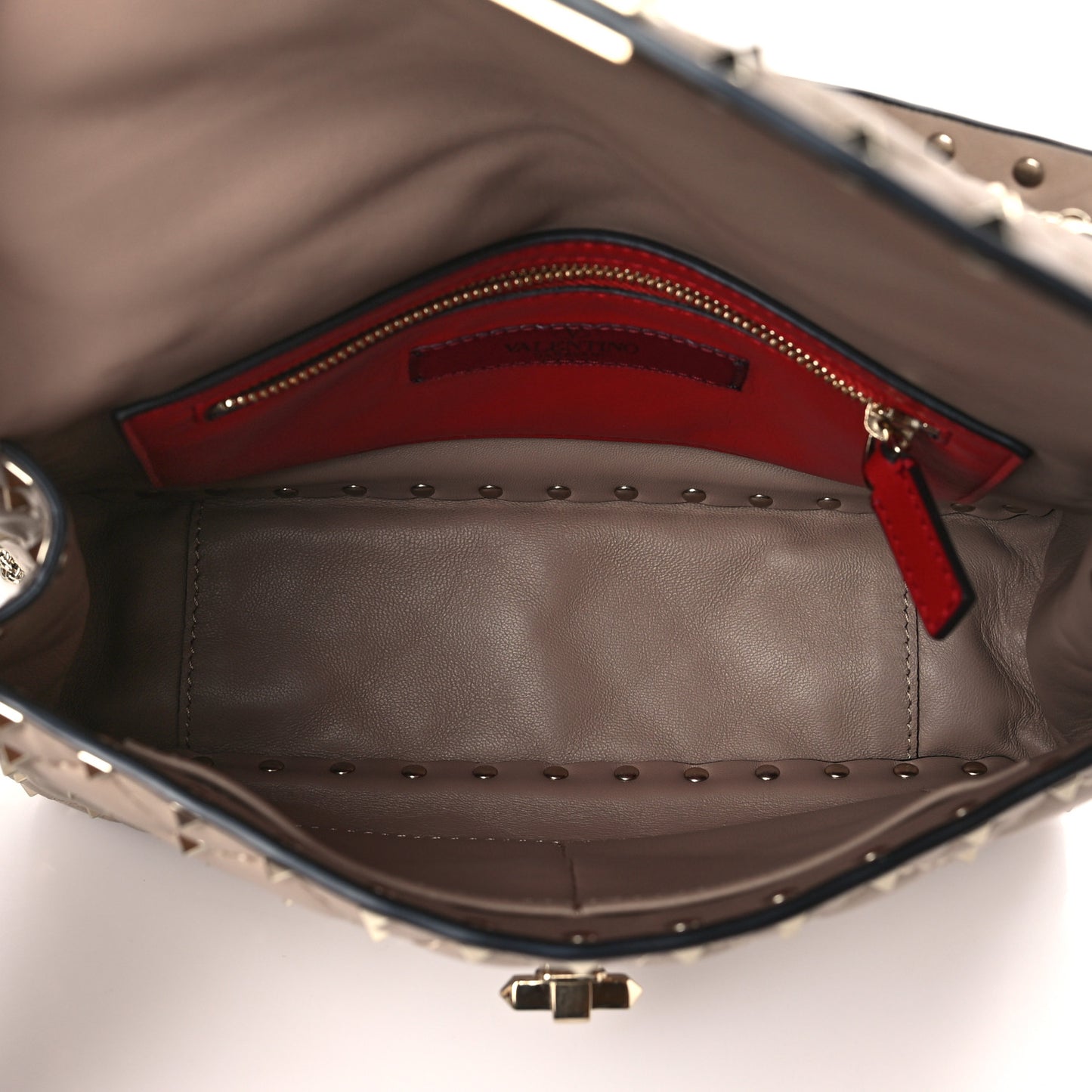 Lambskin Medium Rockstud Spike Shoulder Bag Poudre