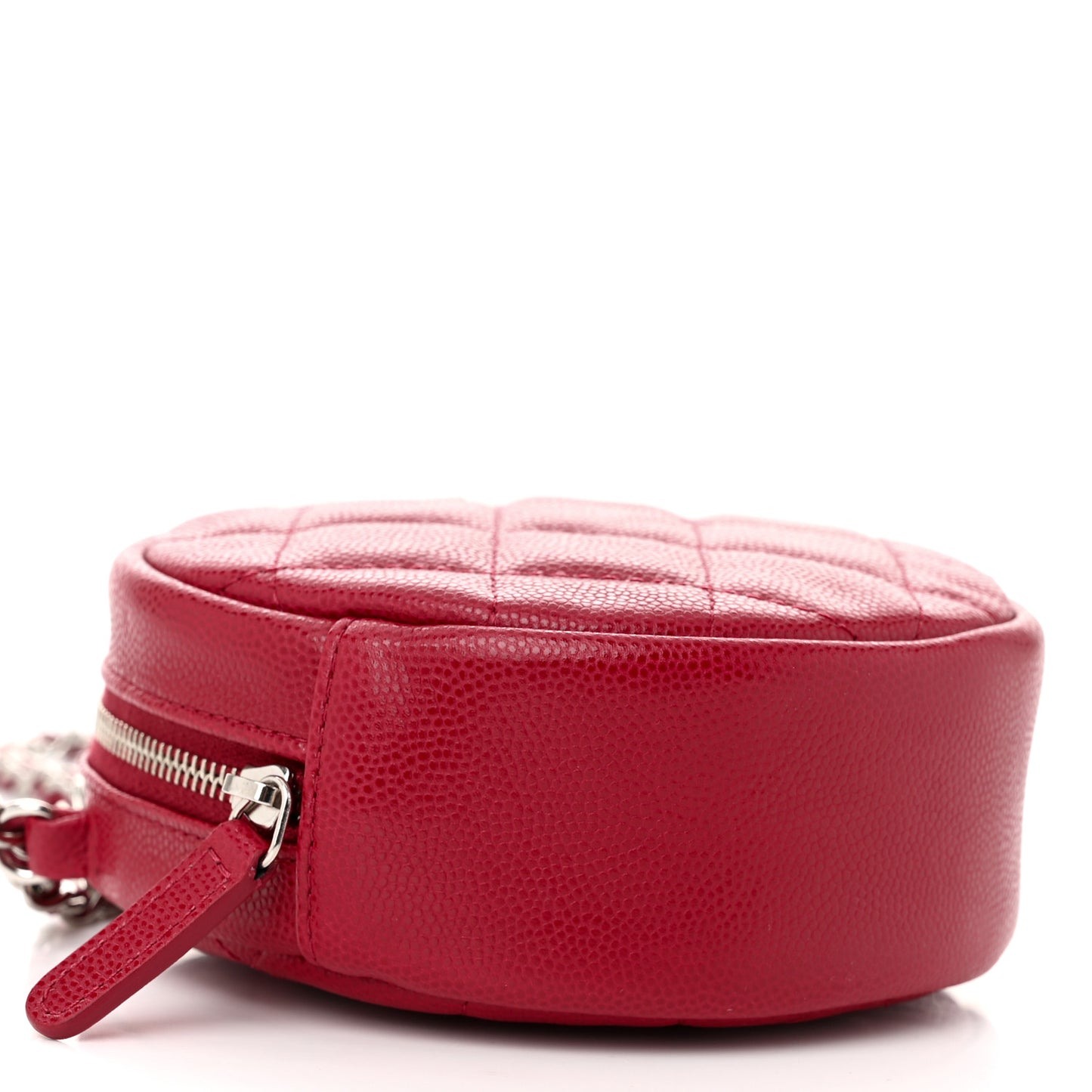 Caviar Quilted Round Clutch With Chain Pink