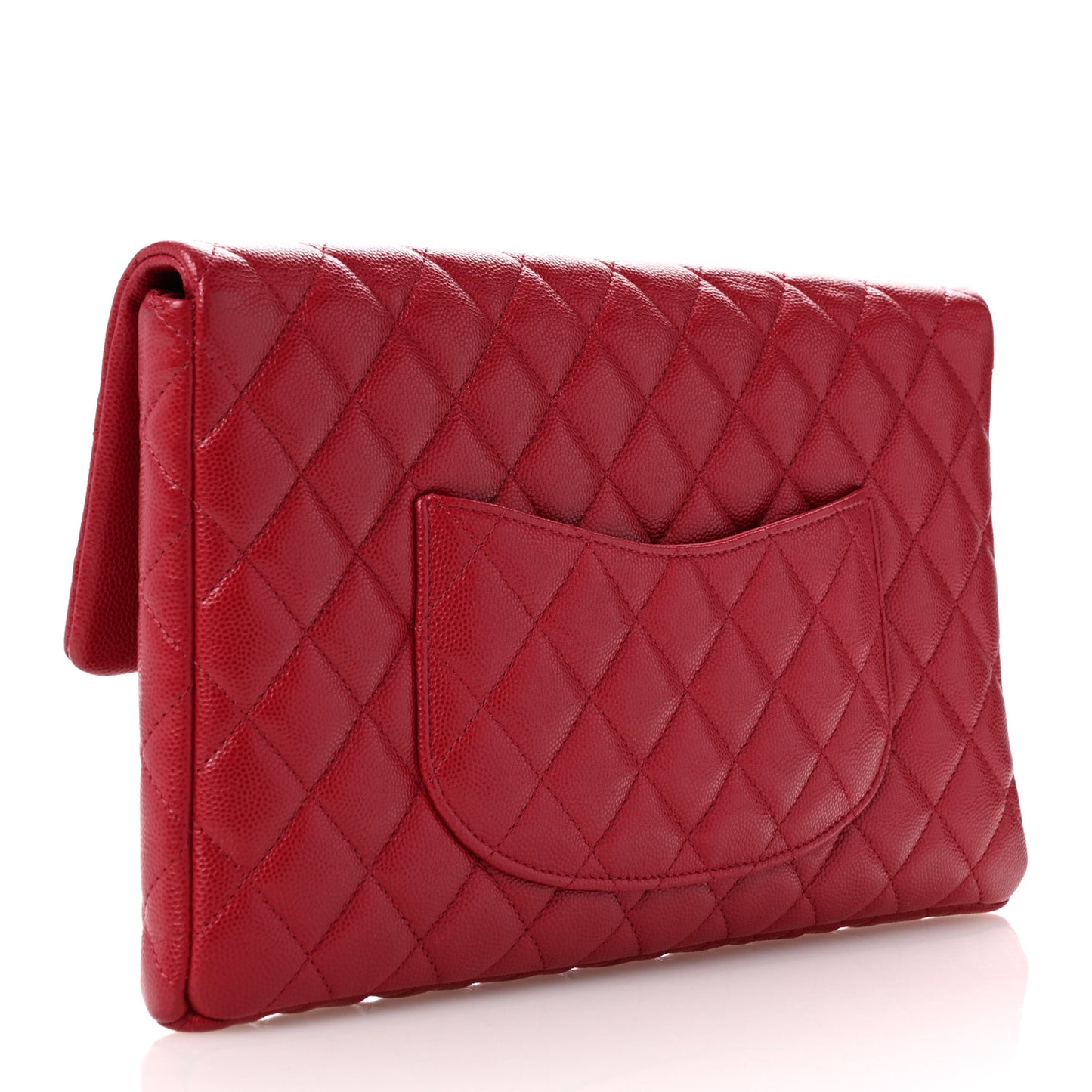 Caviar Quilted Flap Clutch Dark Pink