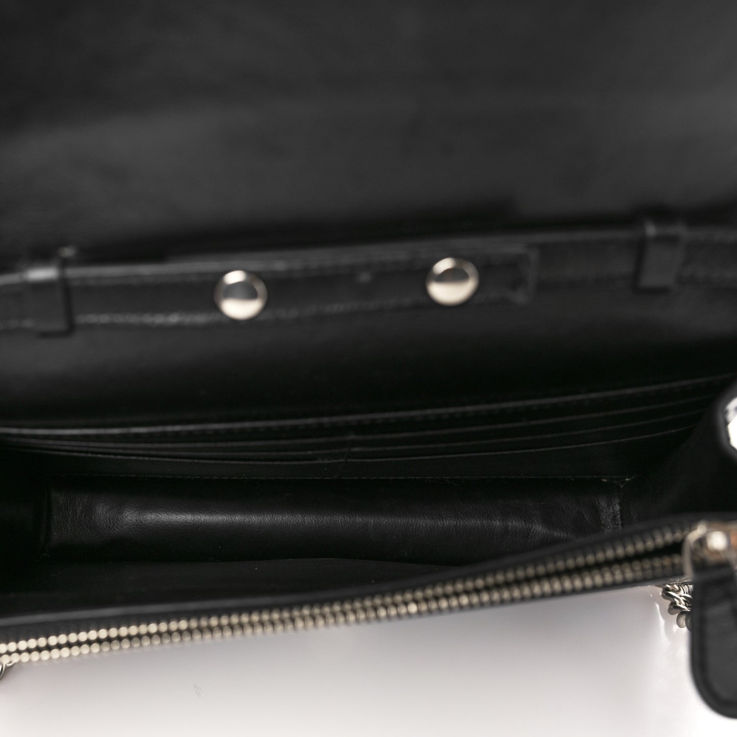 Shiny Calfskin Logo Crocodile Embossed Ville Wallet on Chain Black