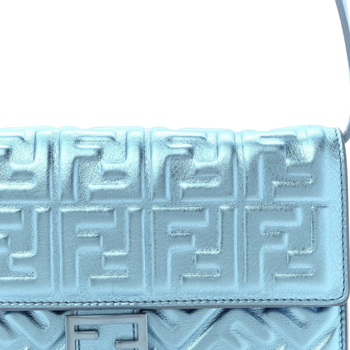 Metallic Nappa Matisse FF Embossed Wallet On Chain Laguna Palladio