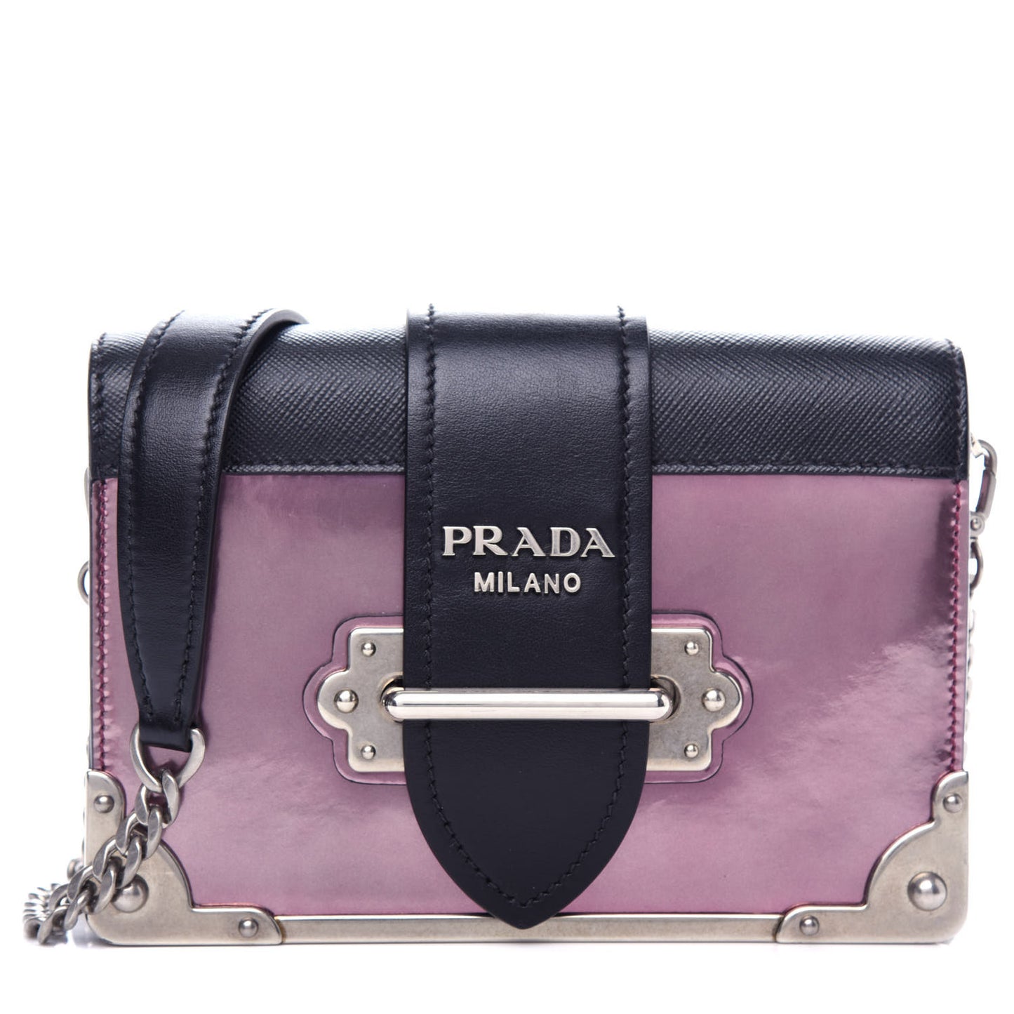 Metallic Vitello Saffiano Cahier Bag Ferro Black
