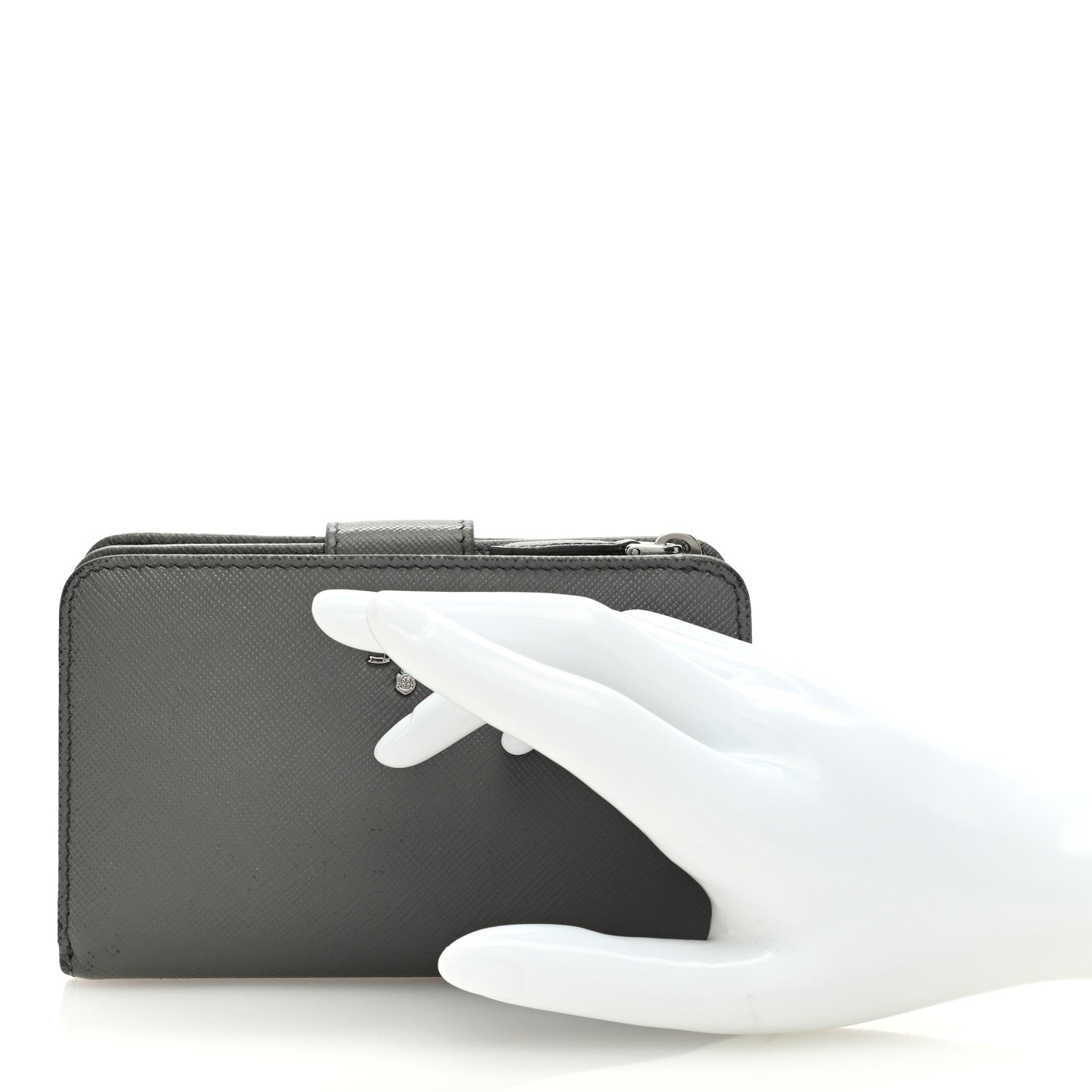 Prada Saffiano Metal Compact Wallet Marmo 2 of 10