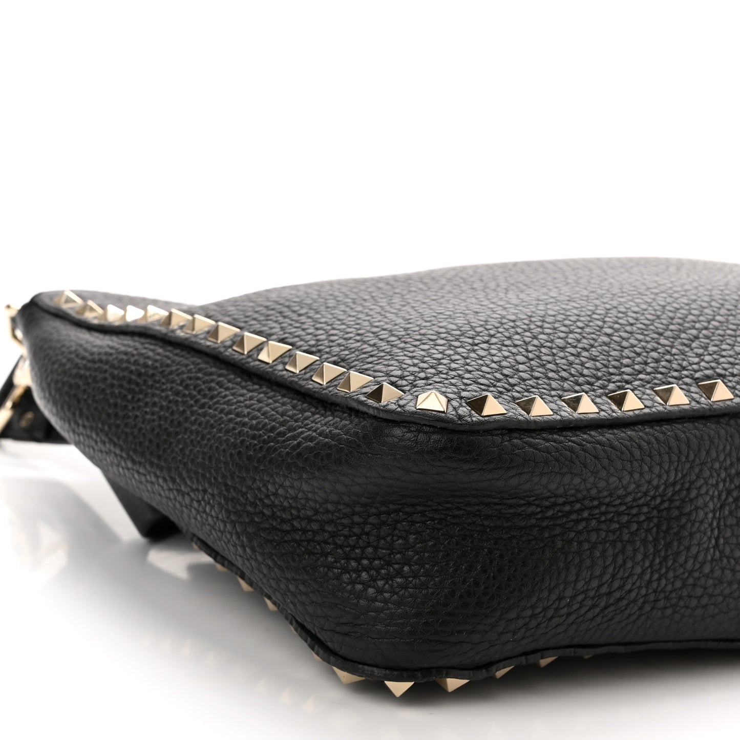 Pebbled Calfskin Small Rockstud Flip-Lock Messenger Bag Black