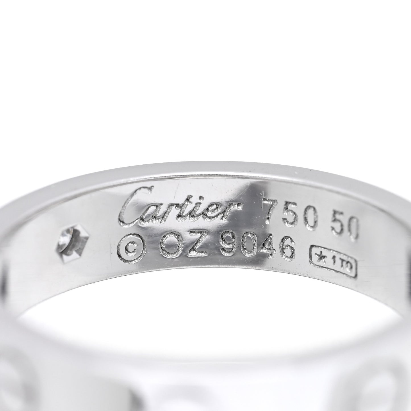 18K White Gold Diamond 3.5mm LOVE Wedding Band Ring 50 5.25