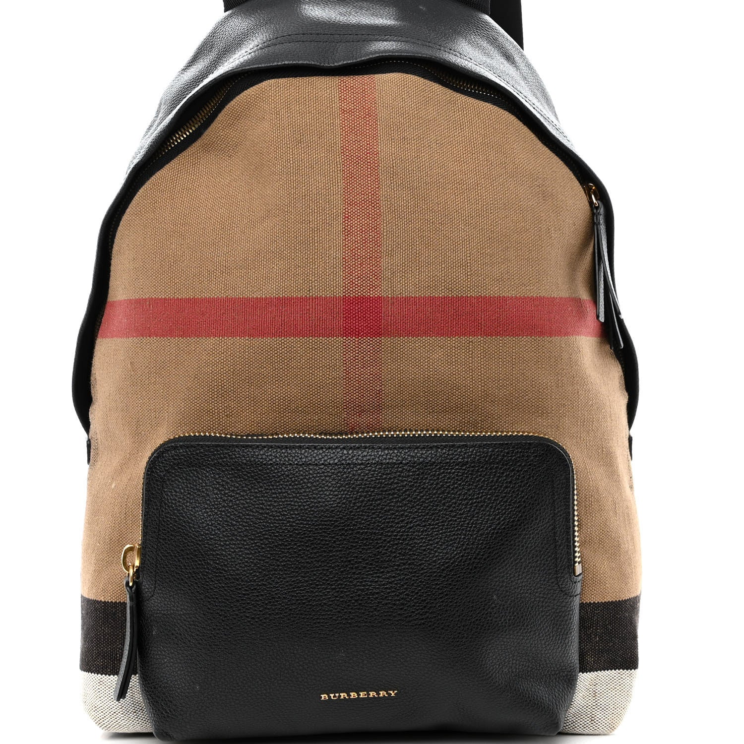 Burberry Mega Check Calfskin Abbeydale Simple Backpack Black Camel 8 of 12
