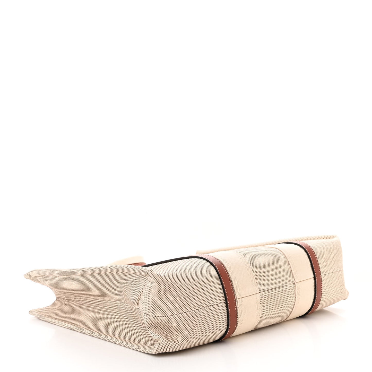 Cotton Calfskin Large Woody Ribbon Tote White Brown