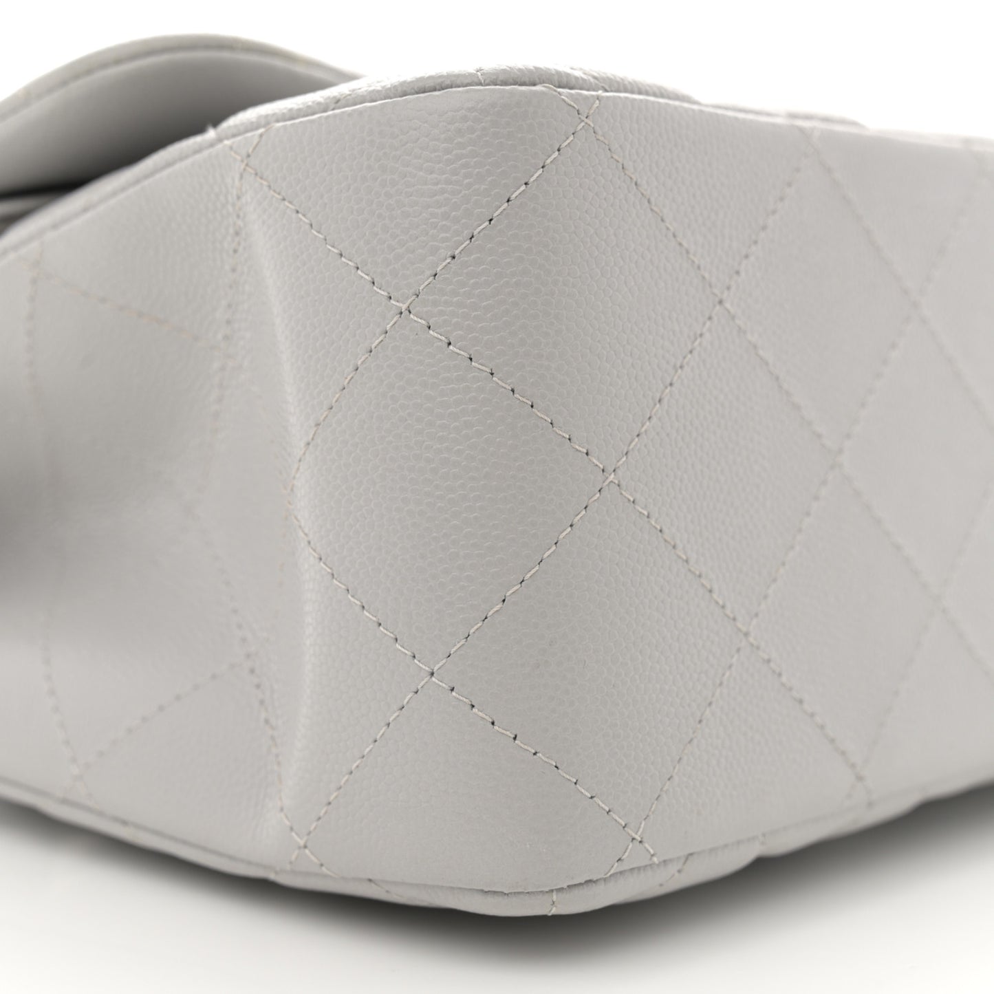 Caviar Quilted Jumbo Double Flap Grey
