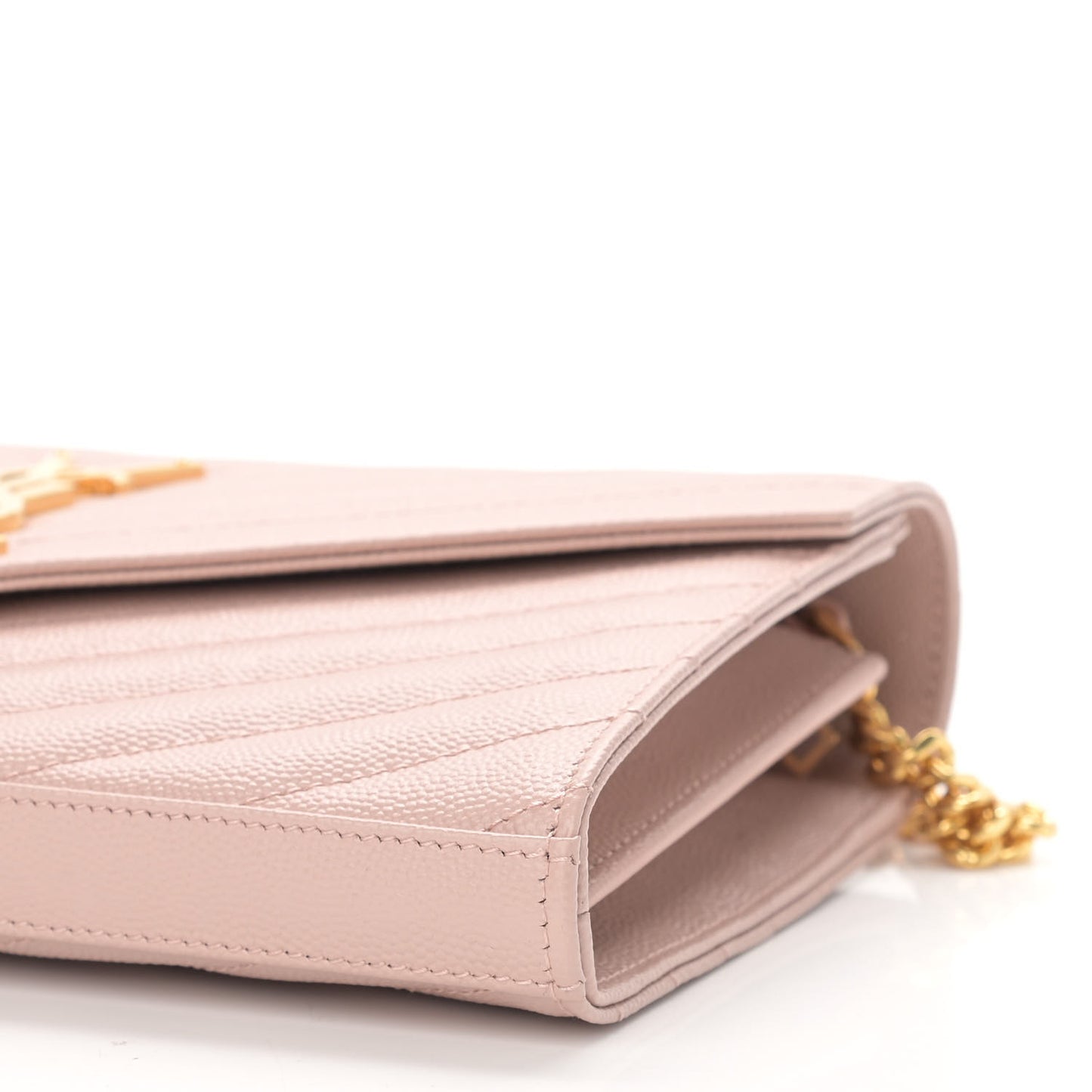 Grain De Poudre Matelasse Chevron Monogram Chain Wallet Pale Pink