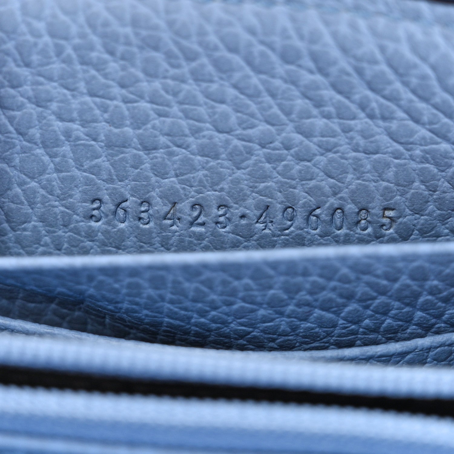 Gucci Monogram Dollar Calfskin Zip Around Wallet Beige Ebony Mineral Blue 7 of 11