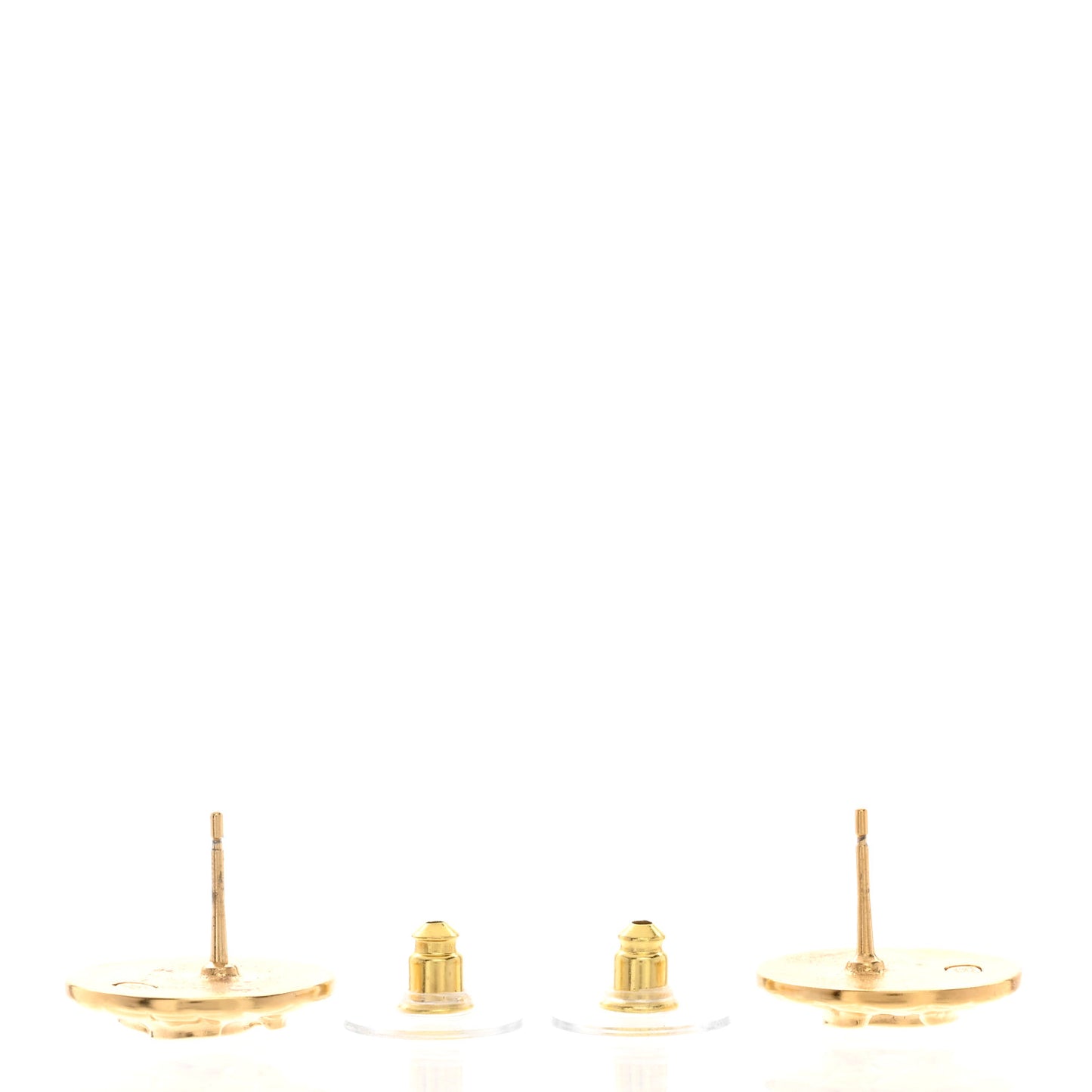 Metal Quilted CC Earrings Gold