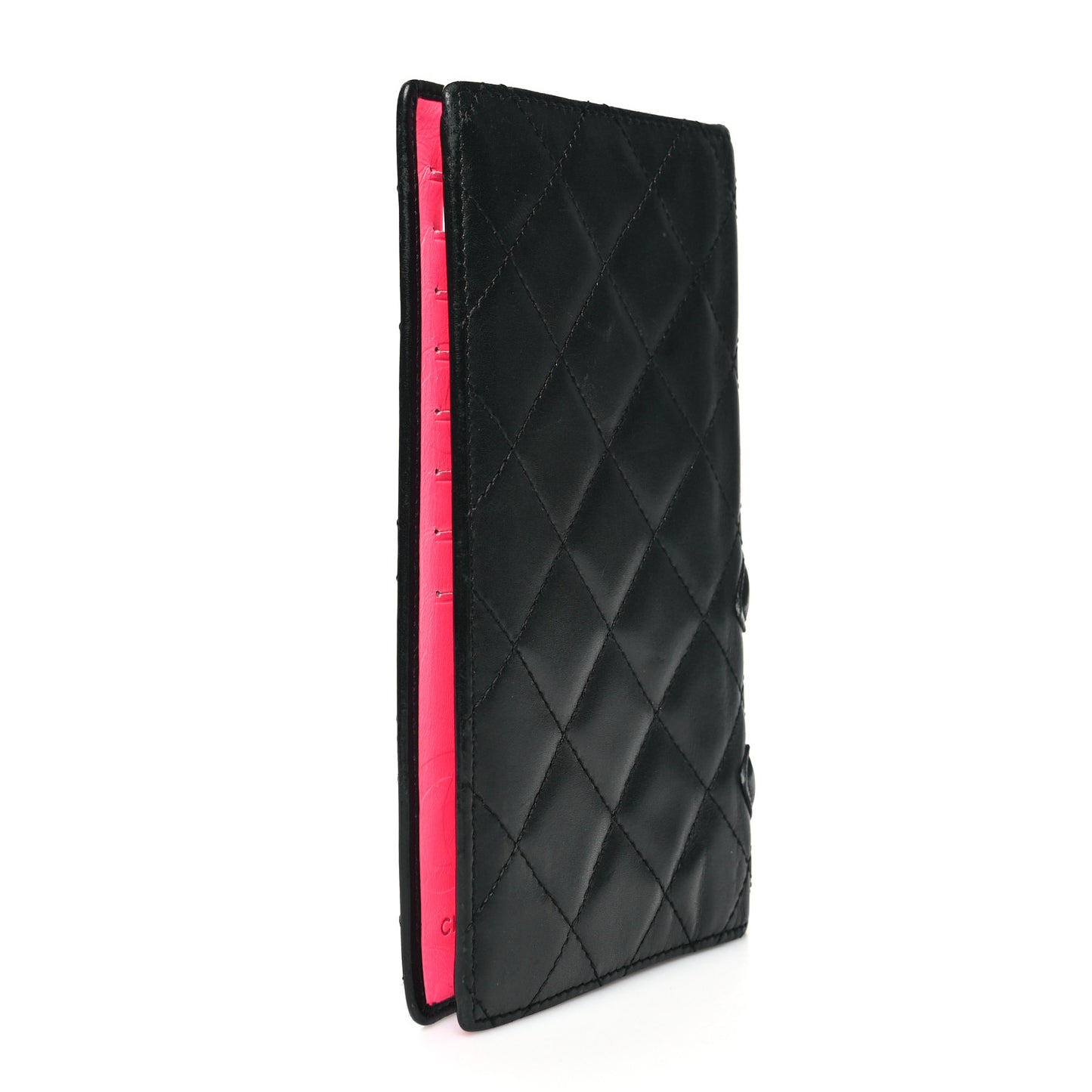 Calfskin Quilted Cambon Yen Wallet Black