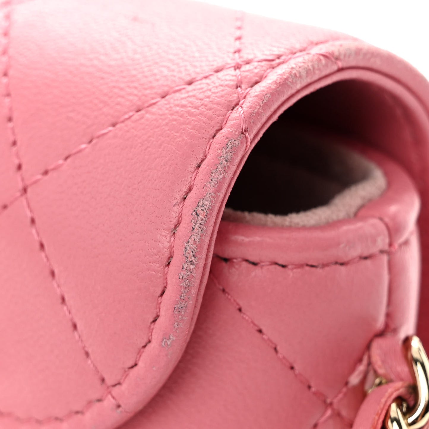Lambskin Quilted Chain Around Clutch On Chain Pink